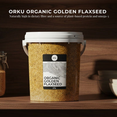 Orku 800g Organic Golden Linseed Flaxseed Whole Grain Non GMO - Tub