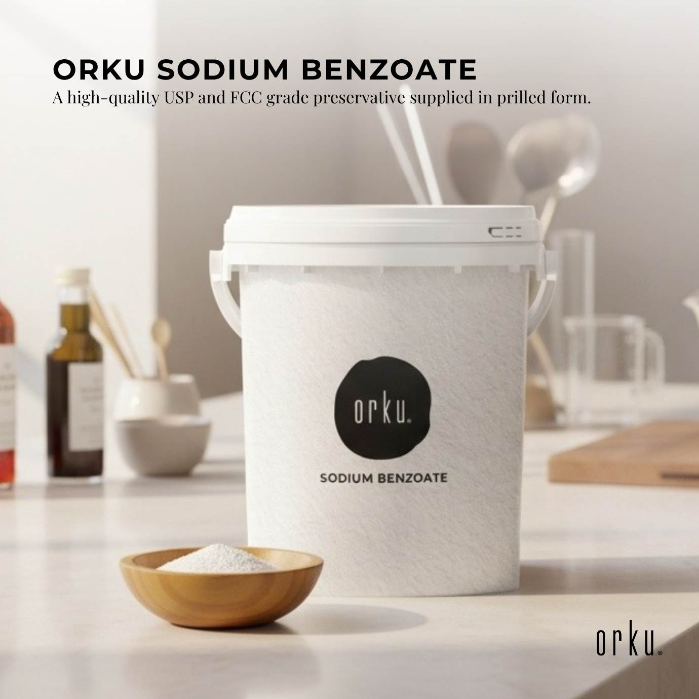 Orku 800g Sodium Benzoate USP/FCC Grade Prills – E211 Preservative CAS 532-32-1