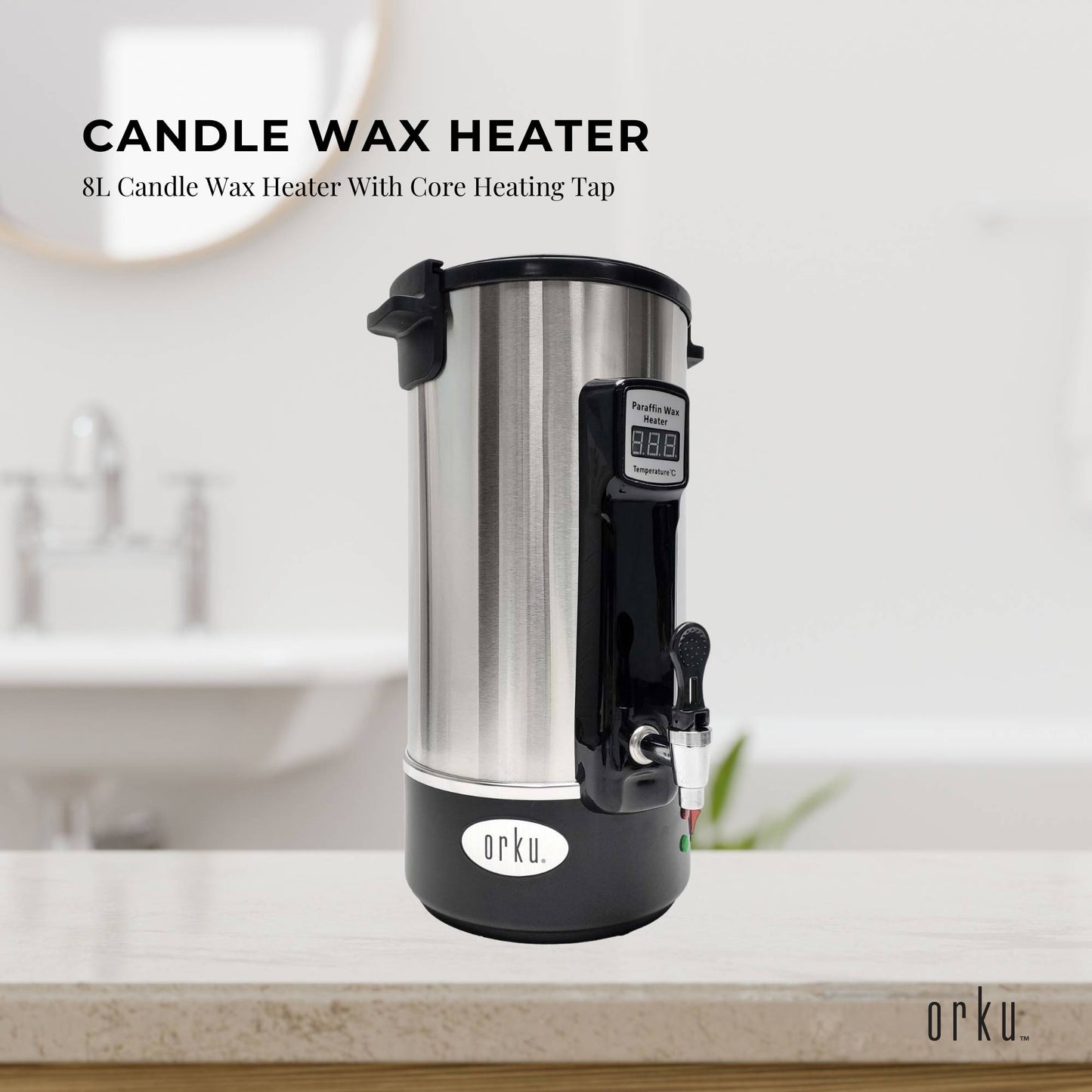 Orku 8L Candle Wax Heater - Core Heating With Tap For Candle Making Silver