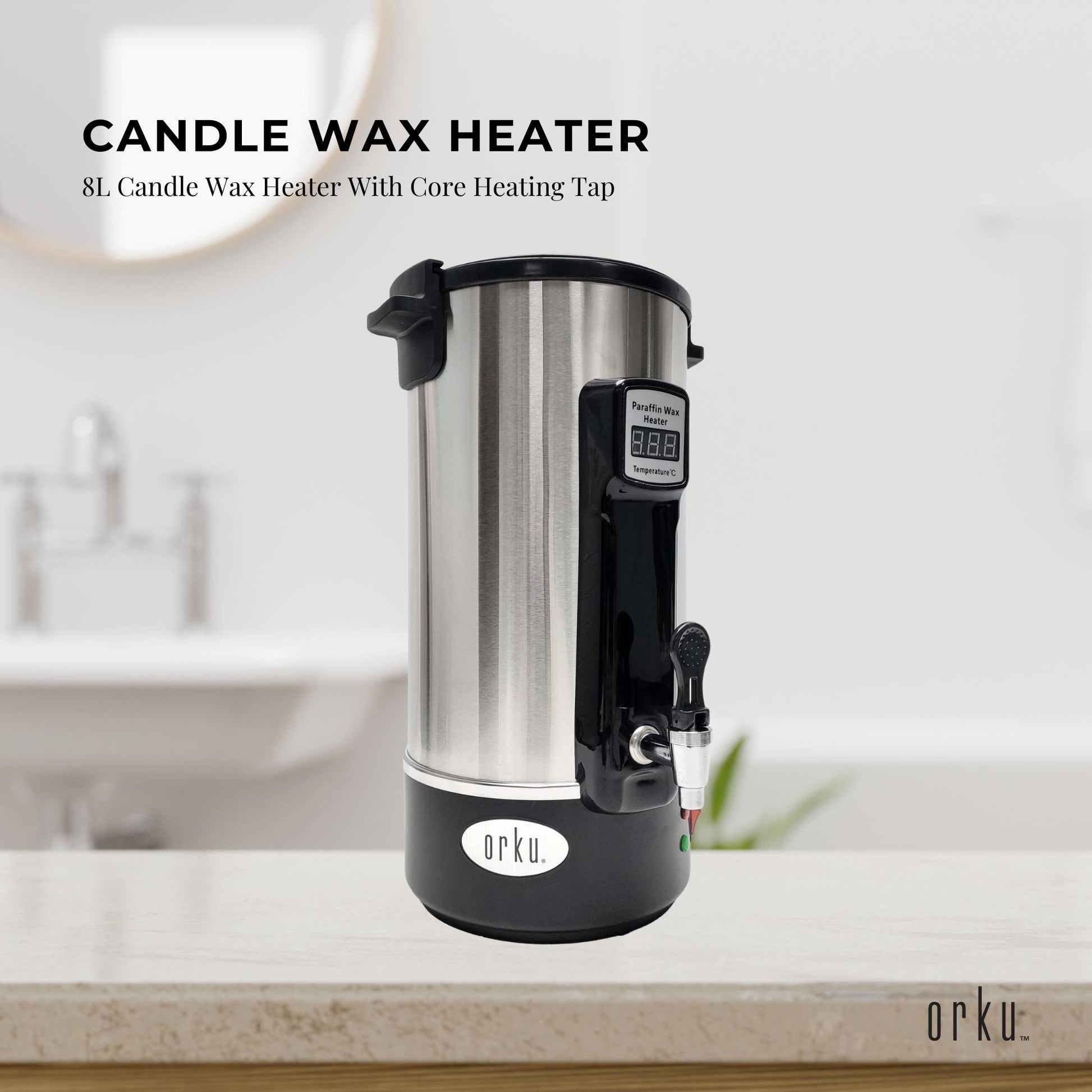 Orku 8L Candle Wax Heater - Core Heating With Tap For Candle Making Silver