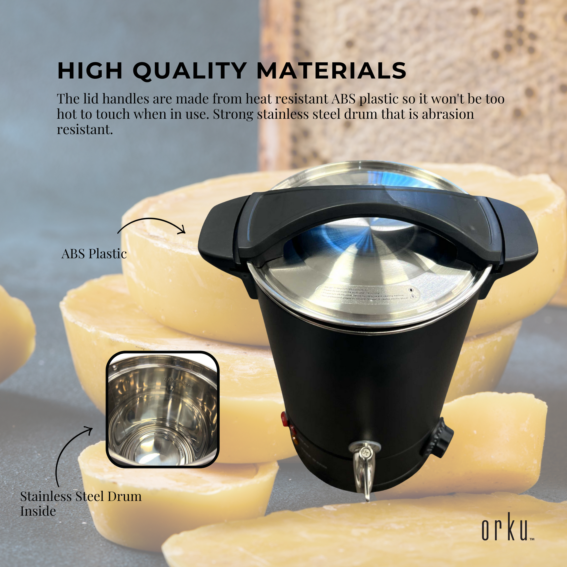 Orku 8L Electric Candle Wax Heater Melter With Tap for Candle Making Black