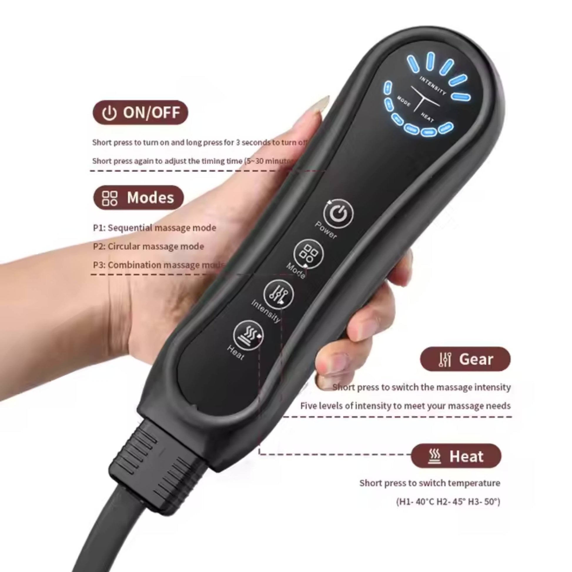 Orku Air Compression Leg Knee Foot Massager with Heat - Relaxation and Recovery