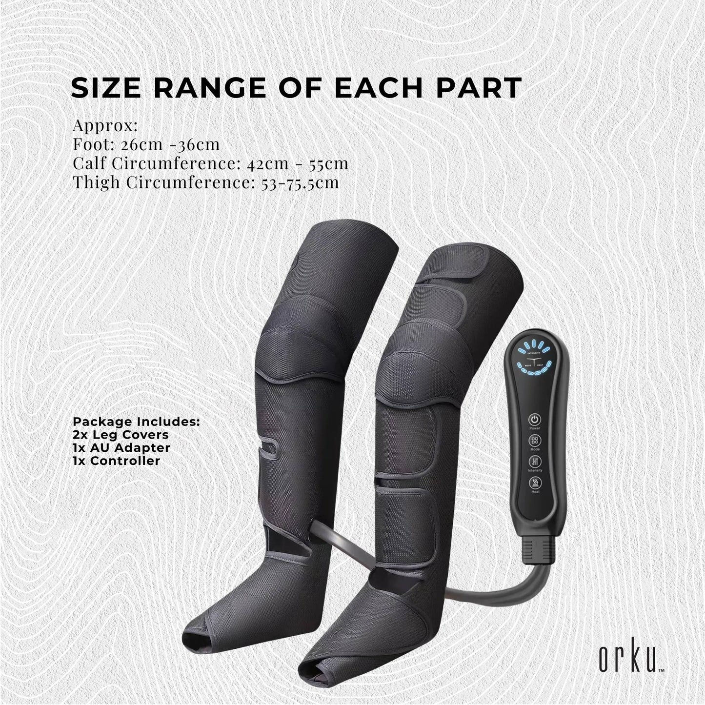 Orku Air Compression Leg Knee Foot Massager with Heat - Relaxation and Recovery