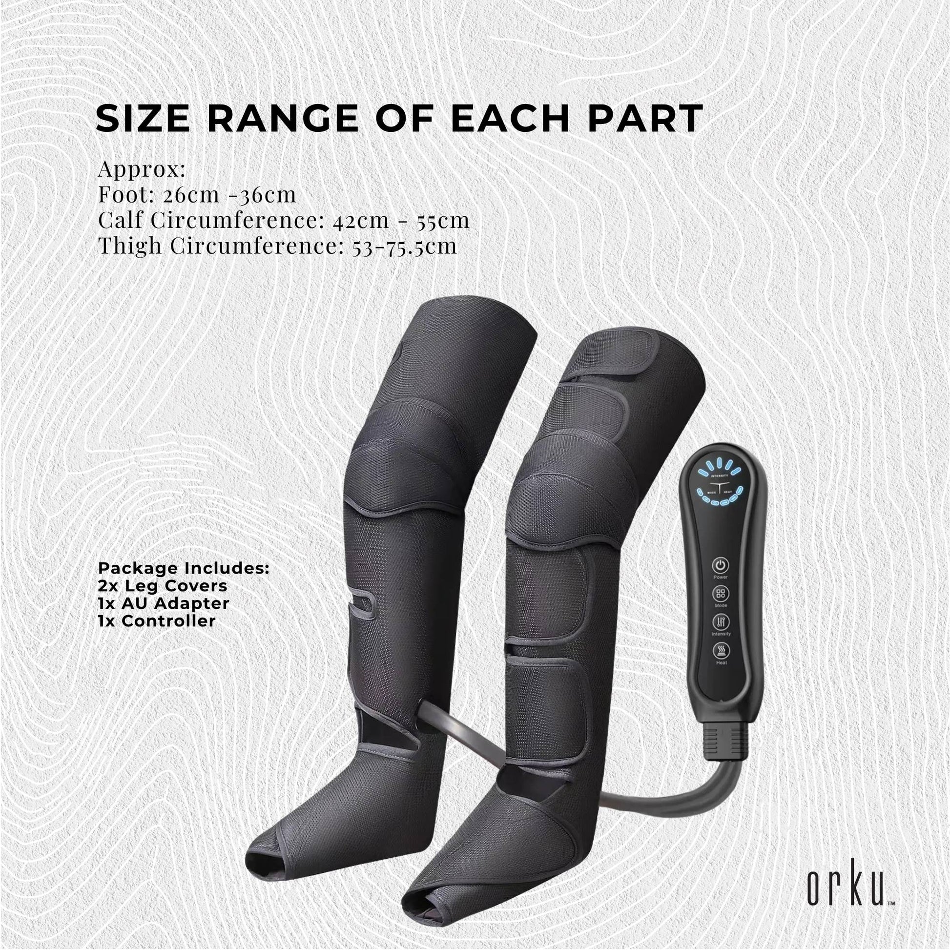 Orku Air Compression Leg Knee Foot Massager with Heat - Relaxation and Recovery