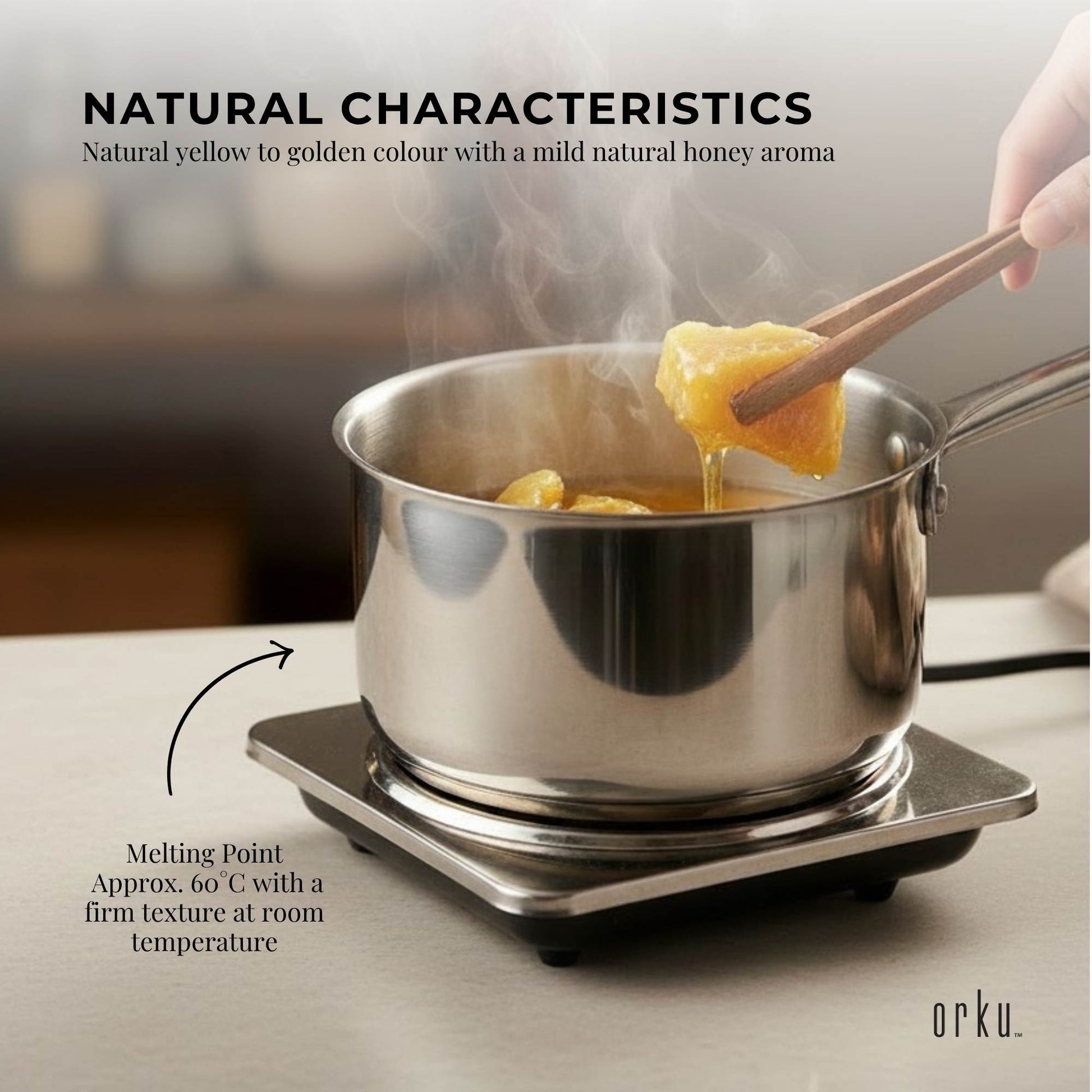 Orku Australian Beeswax Chunks - Pure Natural Unrefined Raw