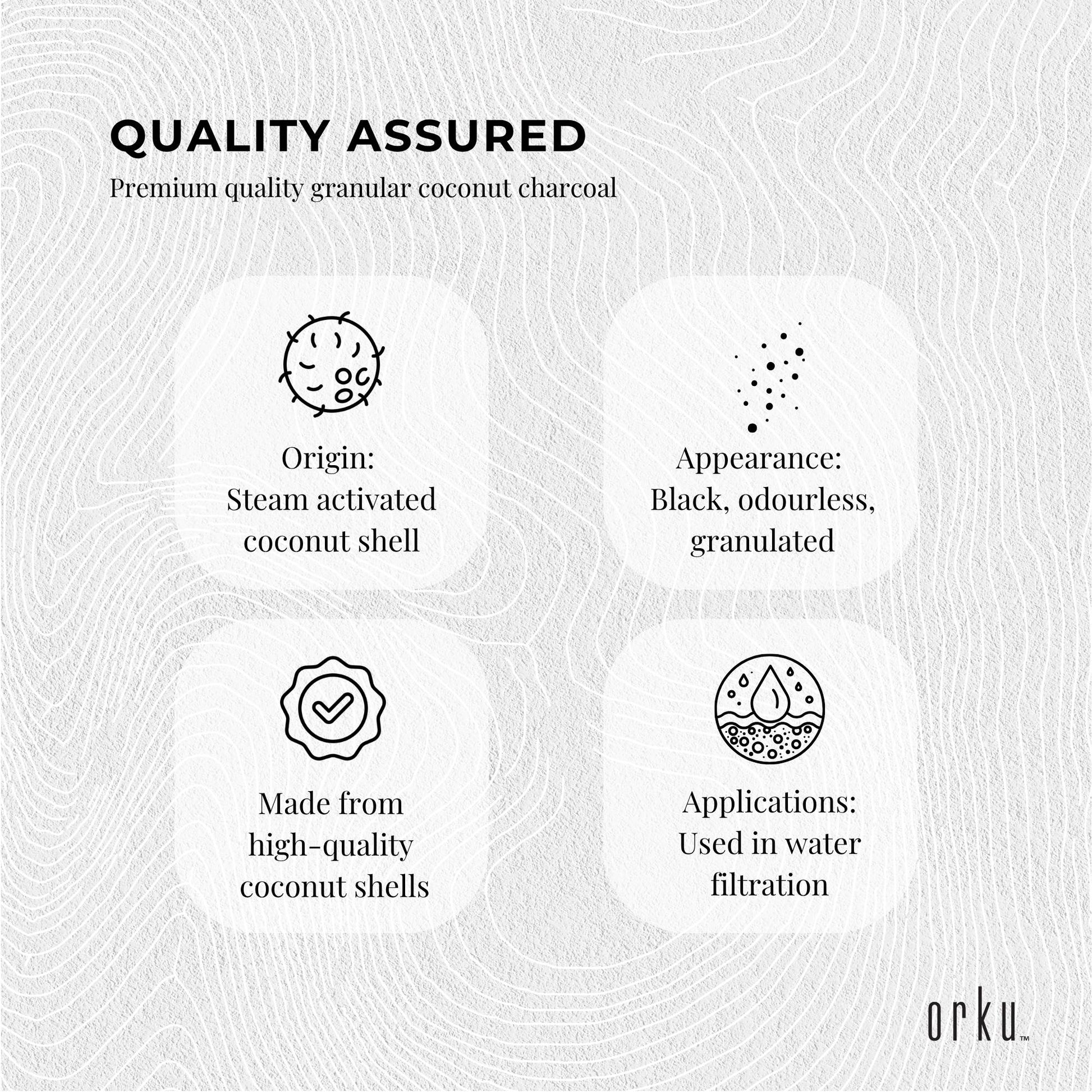 Orku Bulk 20Kg Granular Activated Carbon GAC Coconut Shell Charcoal Filtration