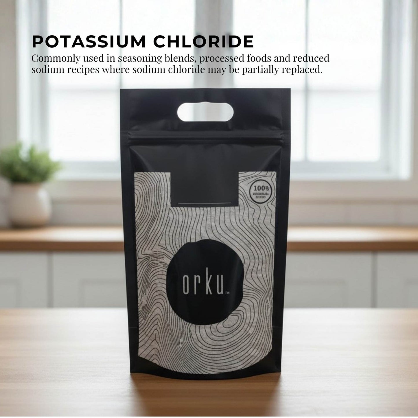 Orku Bulk Potassium Chloride Powder (KCl) - Food Grade E508 Salt Substitute