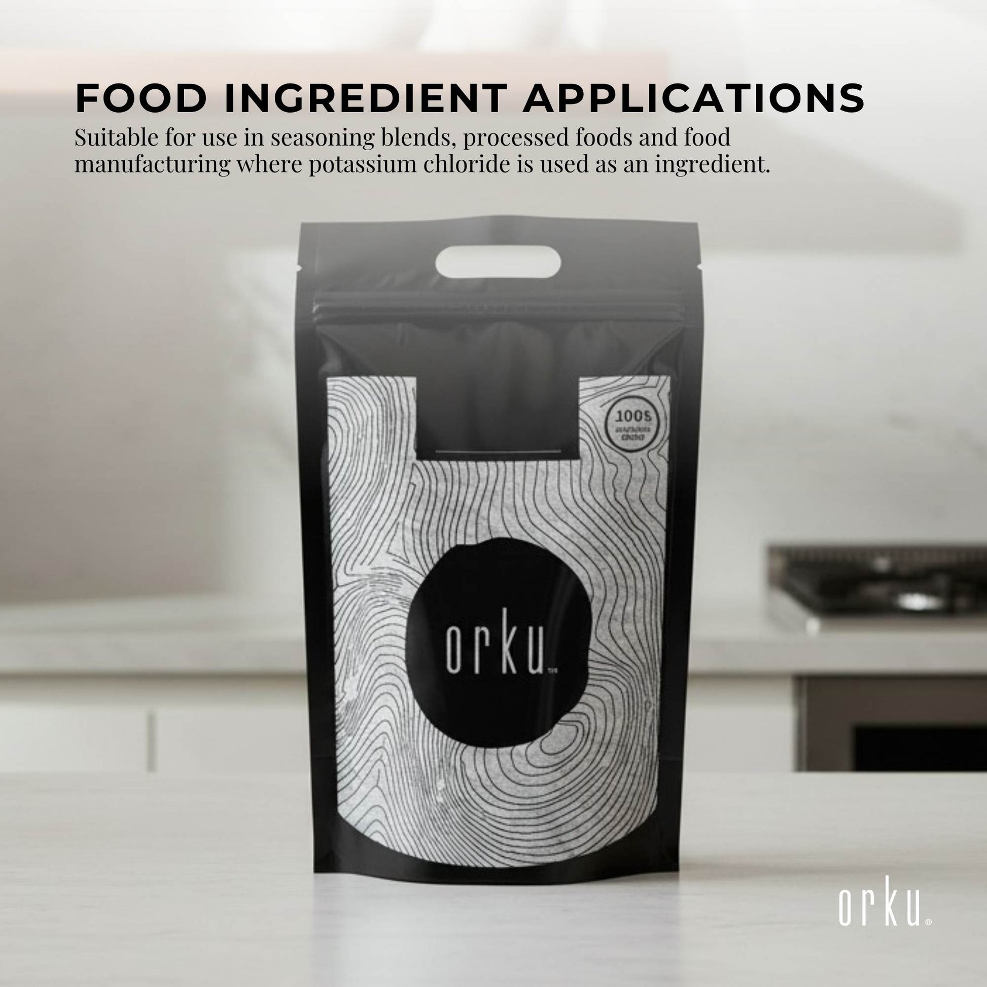 Orku Bulk Potassium Chloride Powder (KCl) - Food Grade E508 Salt Substitute