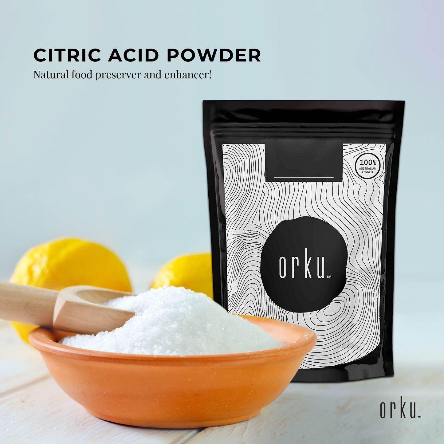 Orku 400g Citric Acid Powder - Food Grade Non GMO Anhydrous Preservative E330