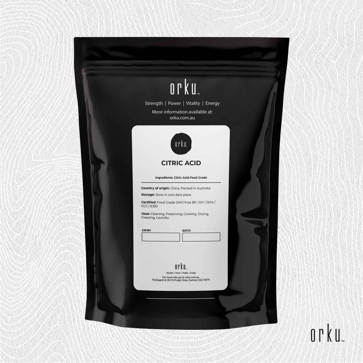 Orku 400g Citric Acid Powder - Food Grade Non GMO Anhydrous Preservative E330