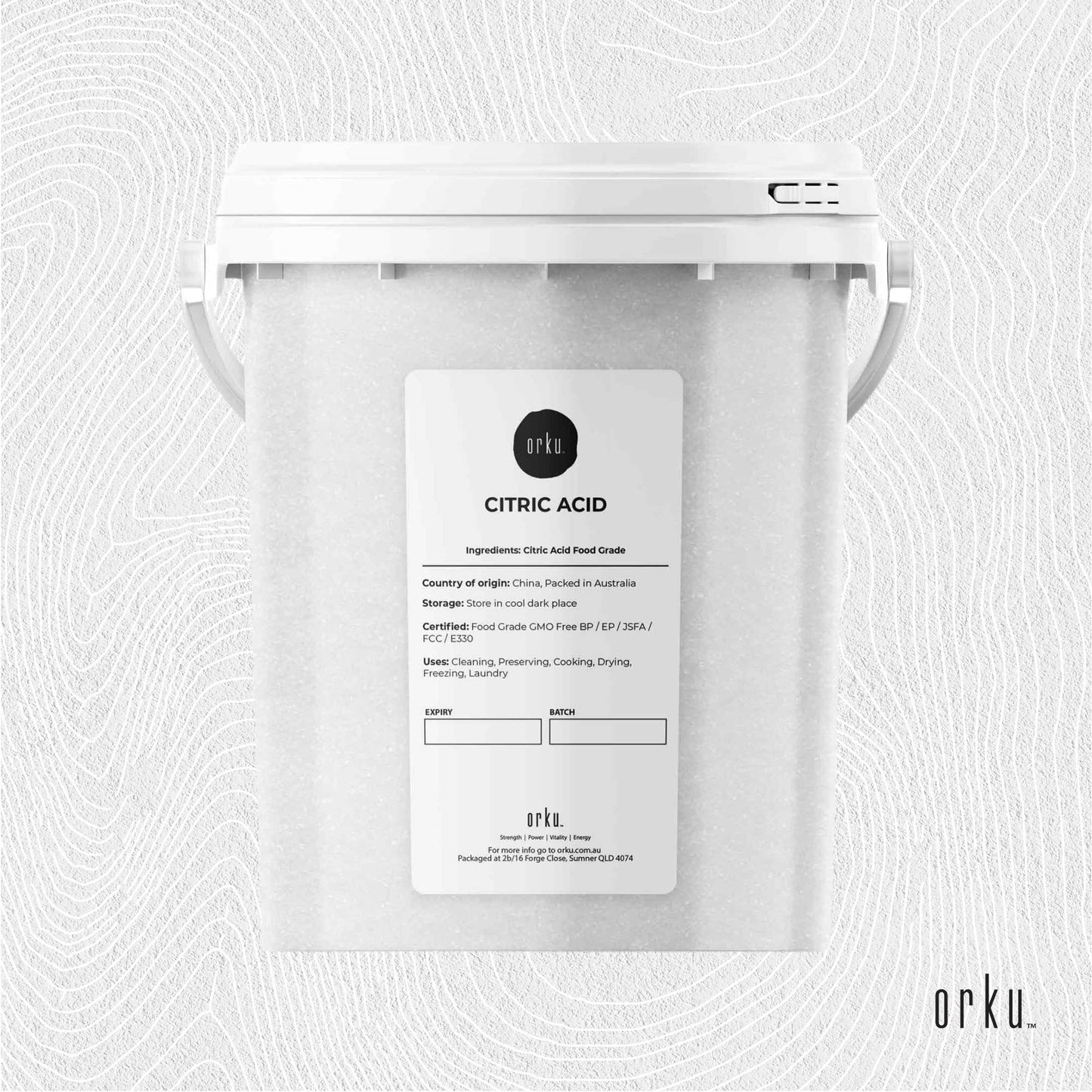 Orku Citric Acid Powder Tubs - Food Grade Non GMO Anhydrous Preservative E330