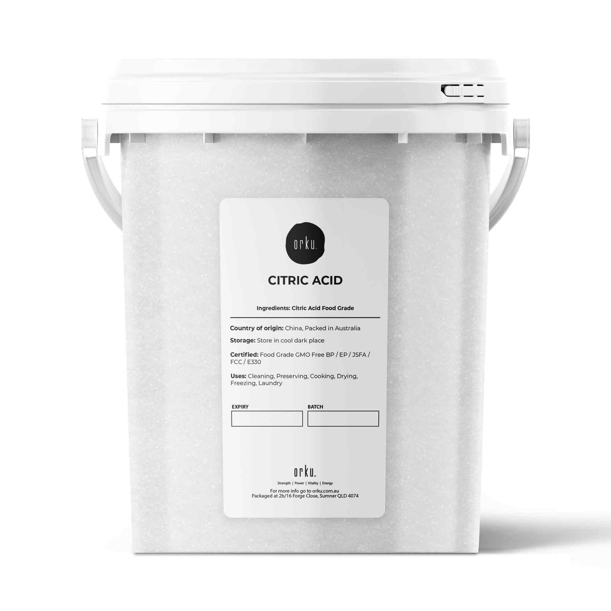 Orku Citric Acid Powder Tubs - Food Grade Non GMO Anhydrous Preservative E330