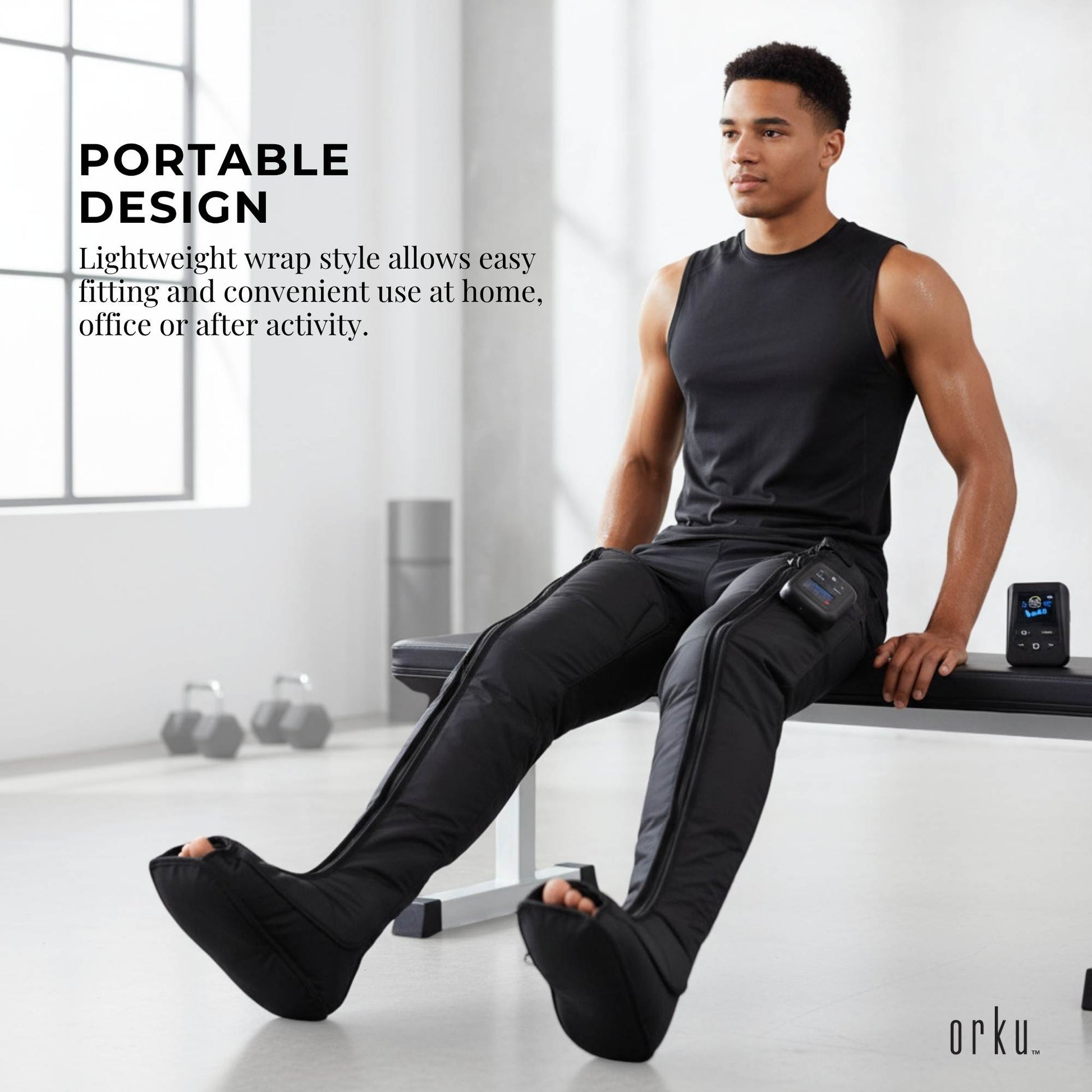Orku Cordless Full Leg Air Compression Massager Boots - Rechargeable Pair Medium