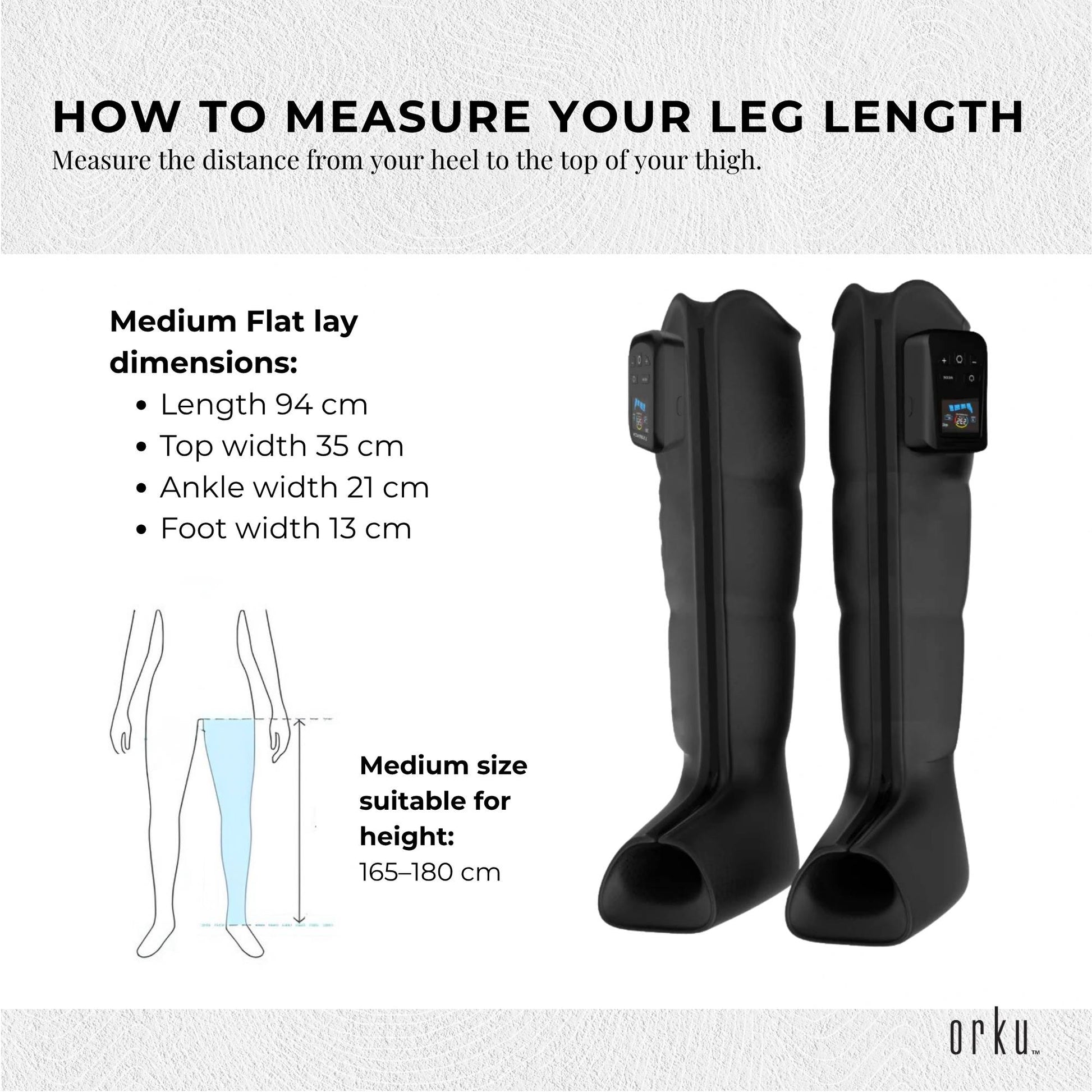 Orku Cordless Full Leg Air Compression Massager Boots - Rechargeable Pair Medium