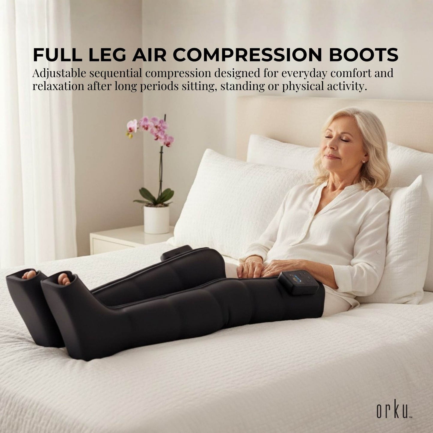 Orku Cordless Full Leg Air Compression Massager Boots Rechargeable - Set of 2