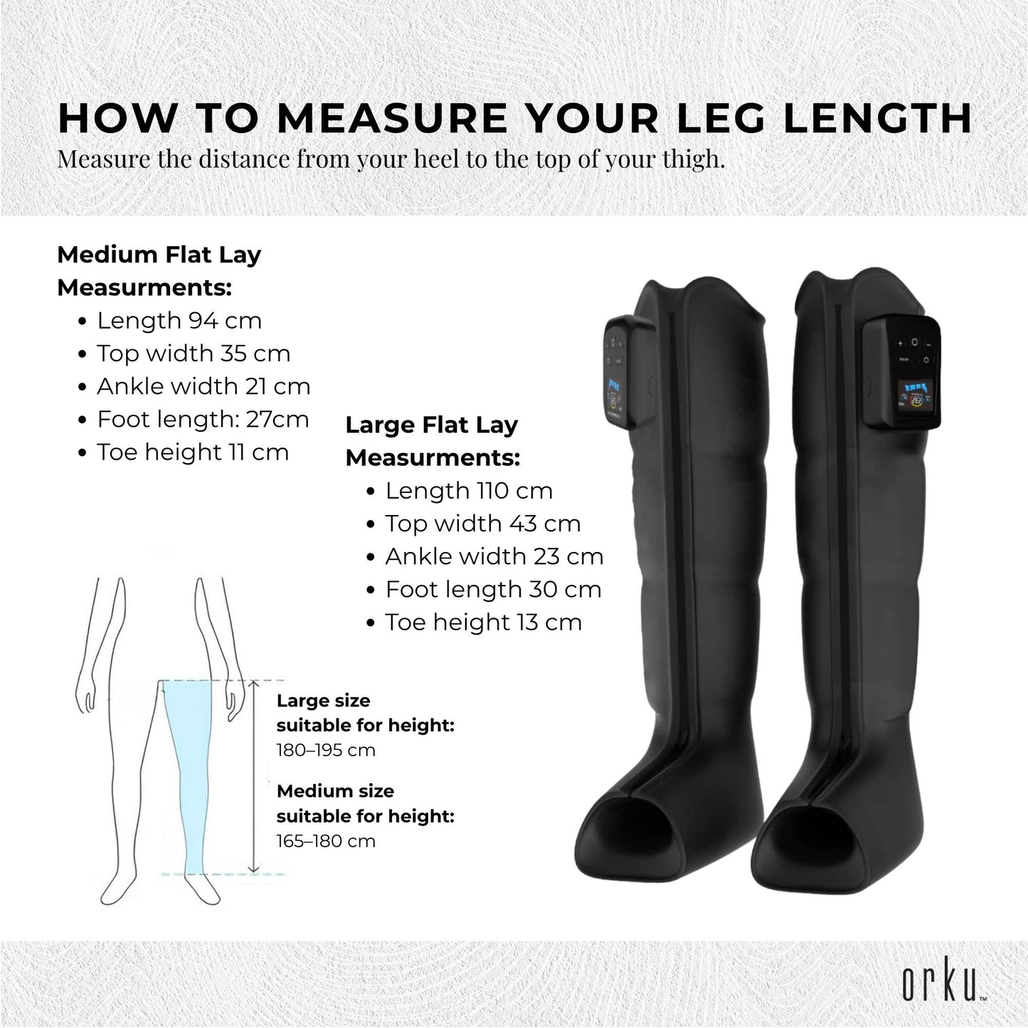 Orku Cordless Full Leg Air Compression Massager Boots Rechargeable - Set of 2