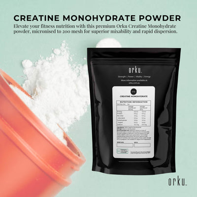 Orku Creatine Monohydrate Powder 200 Mesh Micronised 99.9% Pure