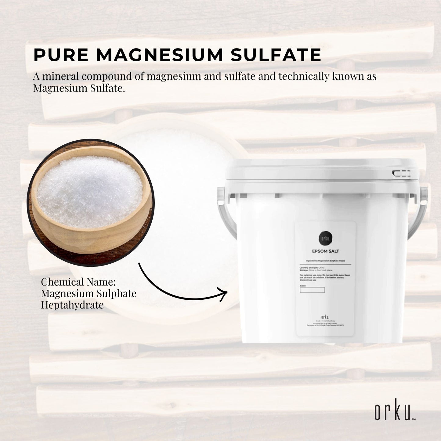 Orku Epsom Salt Tubs - Magnesium Sulphate Bath Feet Body Skin Care Sulfate