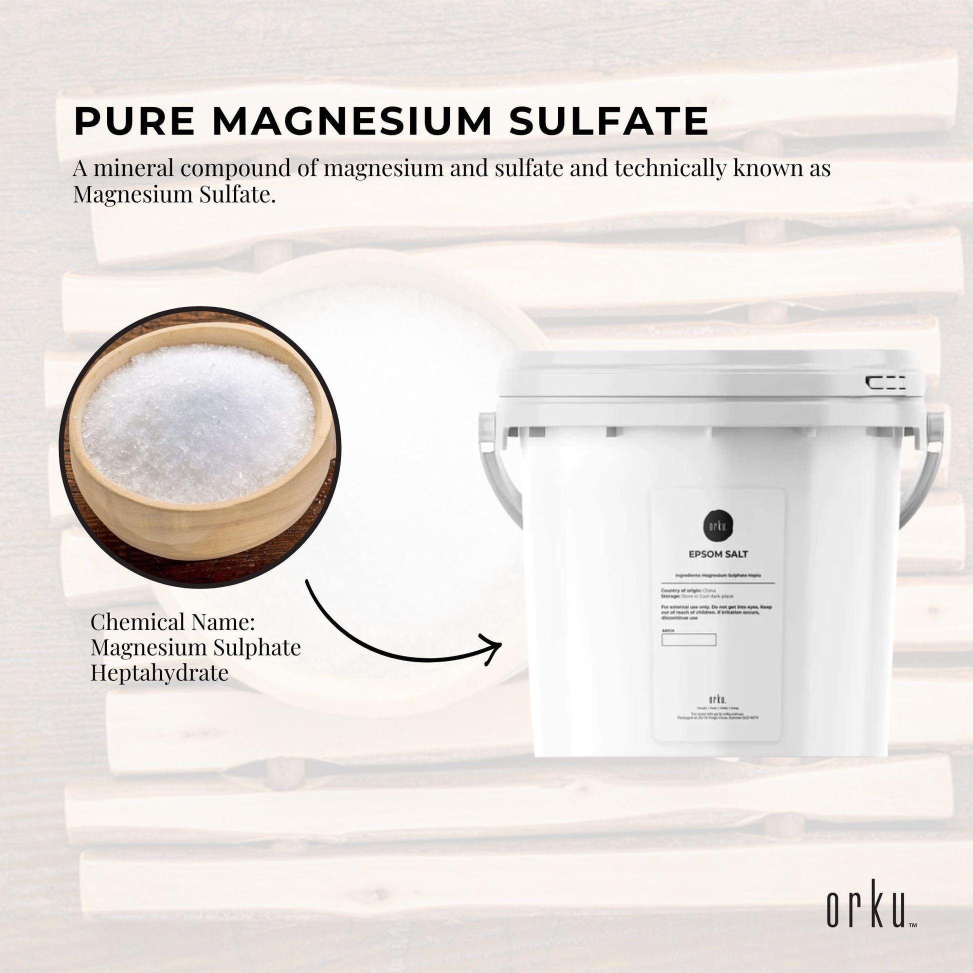 Orku Epsom Salt Tubs - Magnesium Sulphate Bath Feet Body Skin Care Sulfate