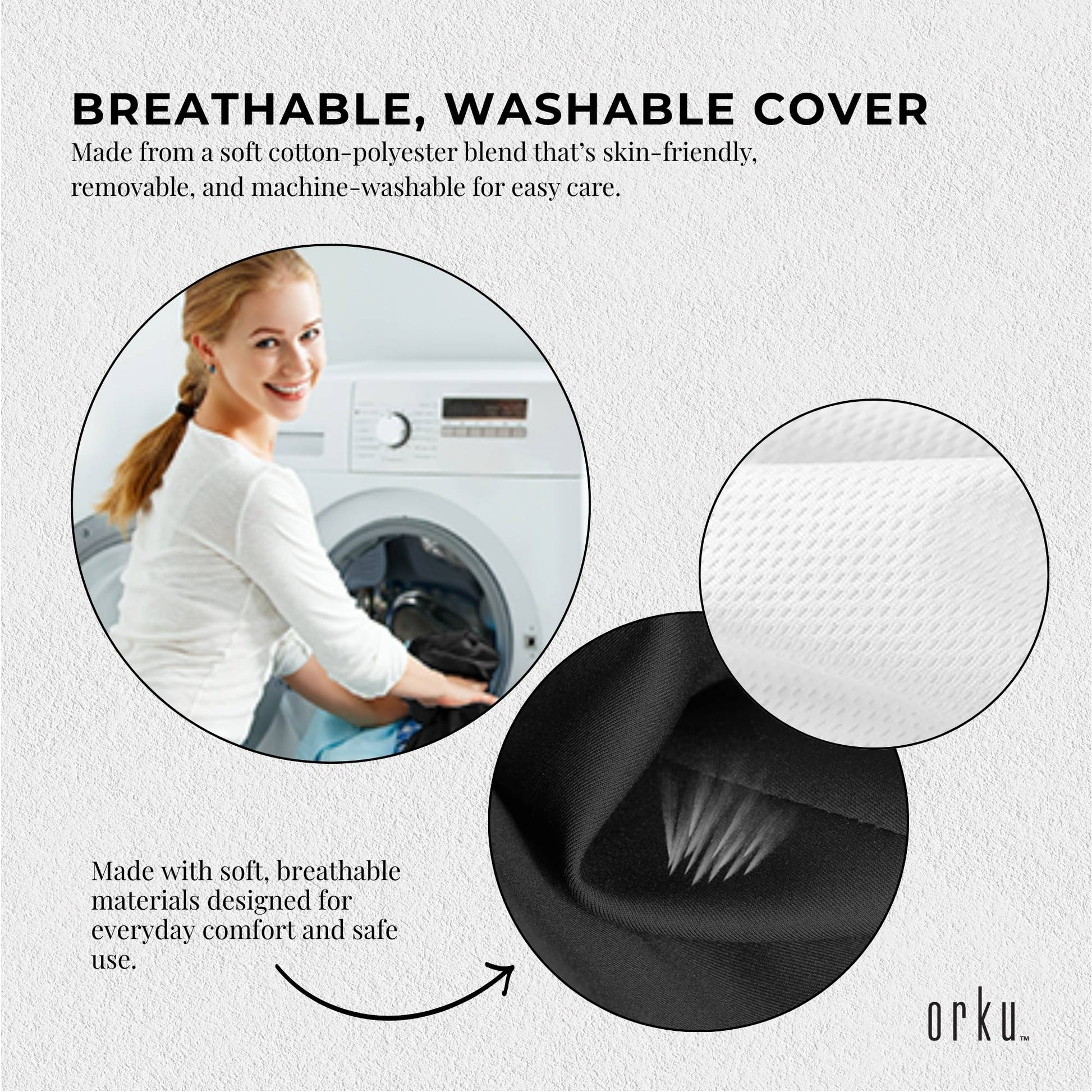 Orku Ergonomic Lumbar Cushion - Memory Foam Back Support Car Office Gaming Chair