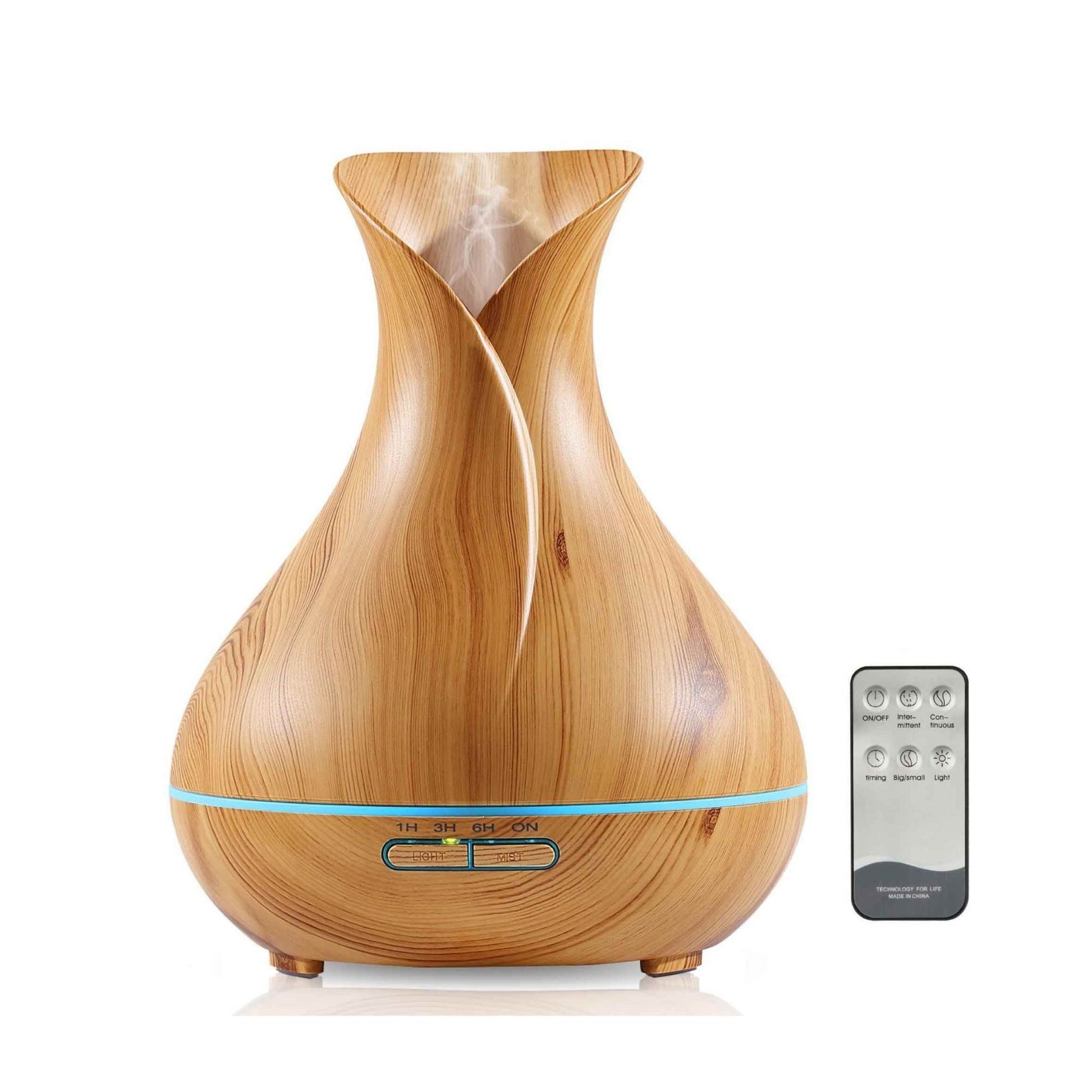 Orku Essential Oil Aroma Diffuser 400ml Tulip Wood Grain With Remote