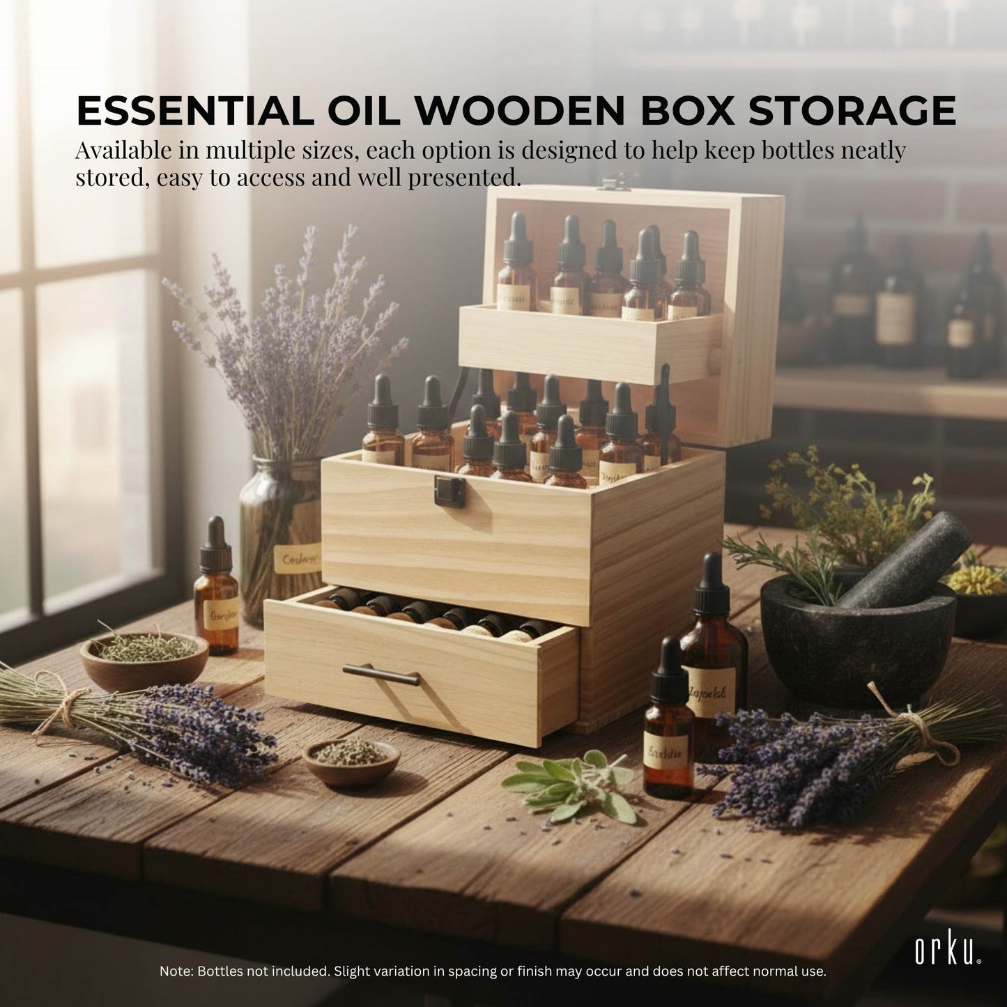 Orku Essential Oil Storage Box Range - 59 or 74 Aromatherapy Bottle Organisers