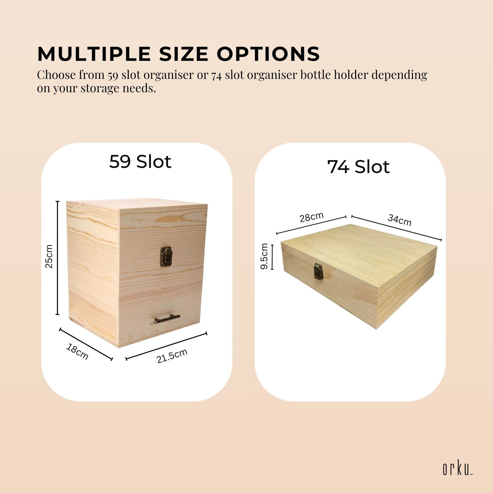 Orku Essential Oil Storage Box Range - 59 or 74 Aromatherapy Bottle Organisers