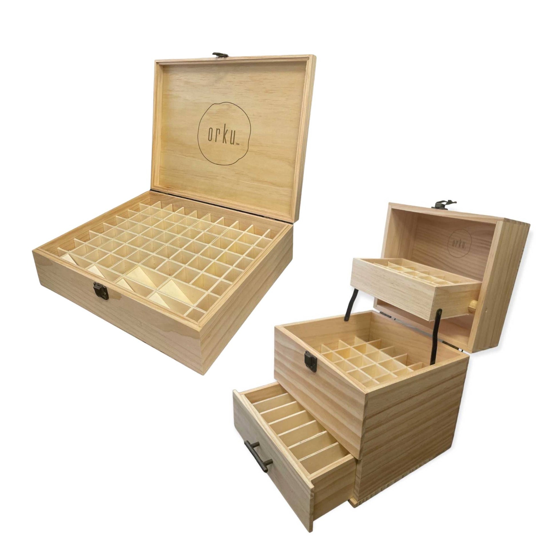 Orku Essential Oil Storage Box Range - 59 or 74 Aromatherapy Bottle Organisers