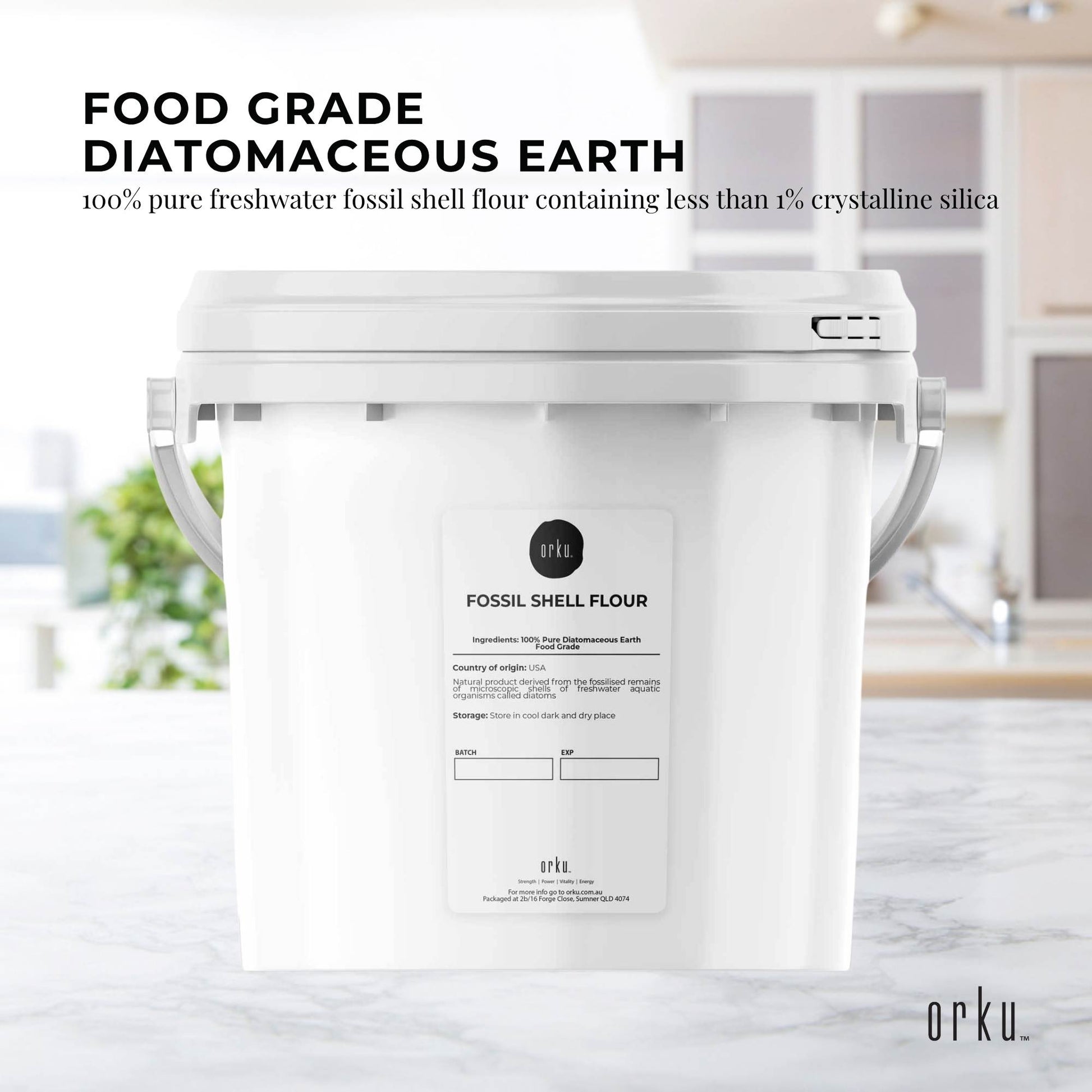 Orku Fine Diatomaceous Earth Tubs - Food Grade Fossil Shell Flour Powder
