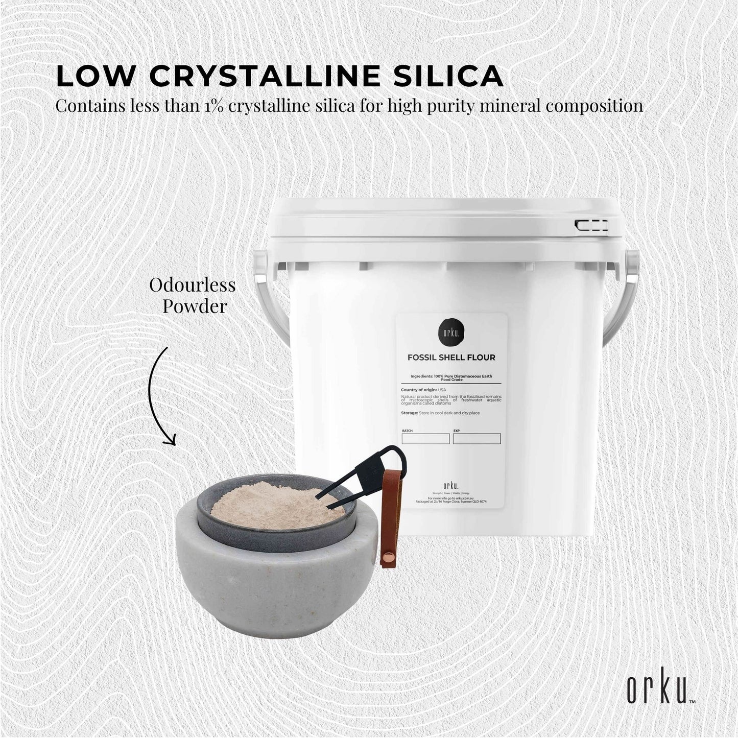 Orku Fine Diatomaceous Earth Tubs - Food Grade Fossil Shell Flour Powder