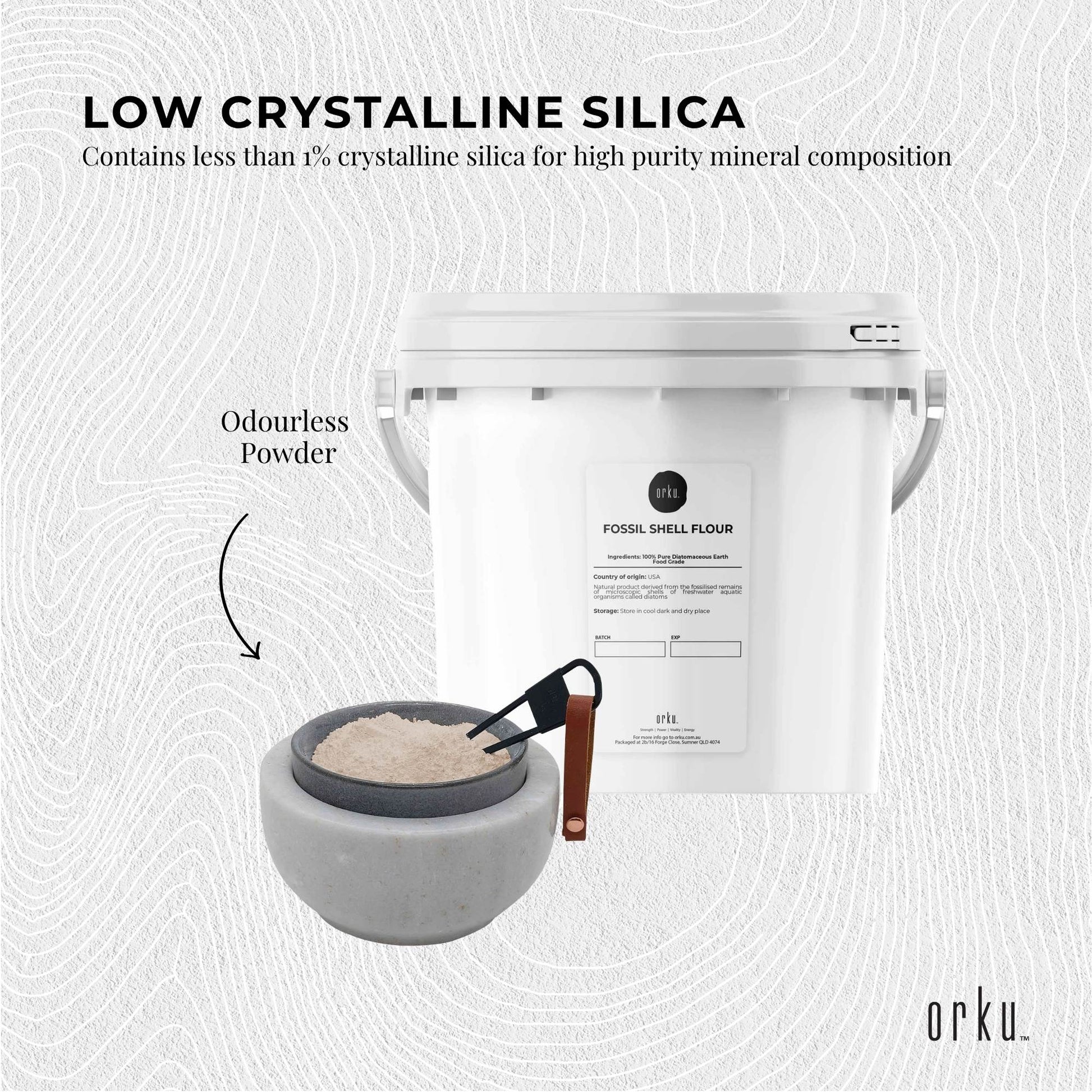 Orku Fine Diatomaceous Earth Tubs - Food Grade Fossil Shell Flour Powder