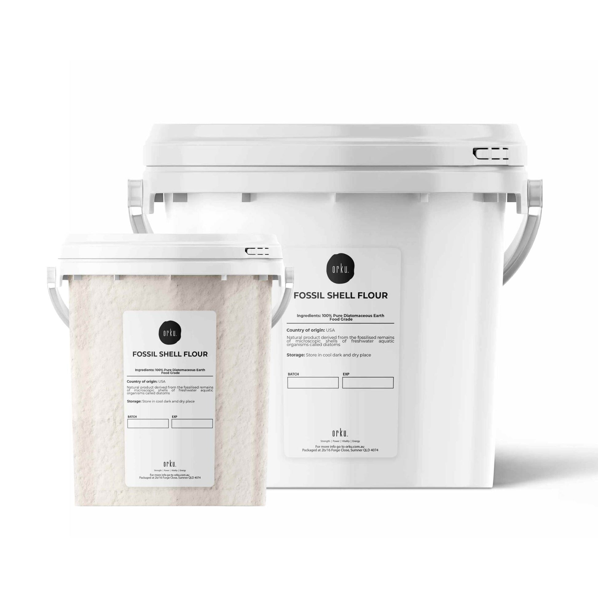 Orku Fine Diatomaceous Earth Tubs - Food Grade Fossil Shell Flour Powder