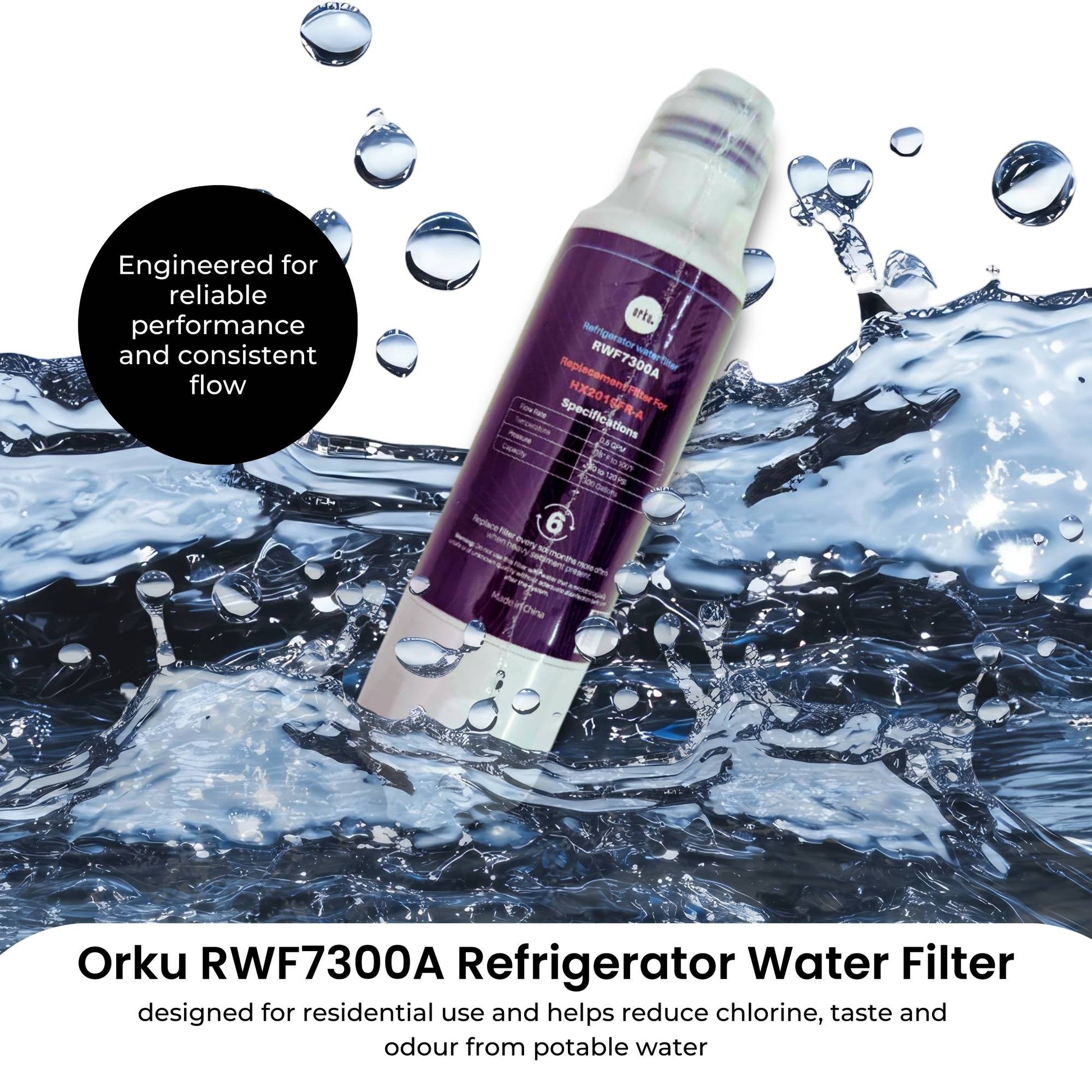 Orku Fridge Water Filter Cartridge Replacement for RWF7300A Samsung Refrigerator