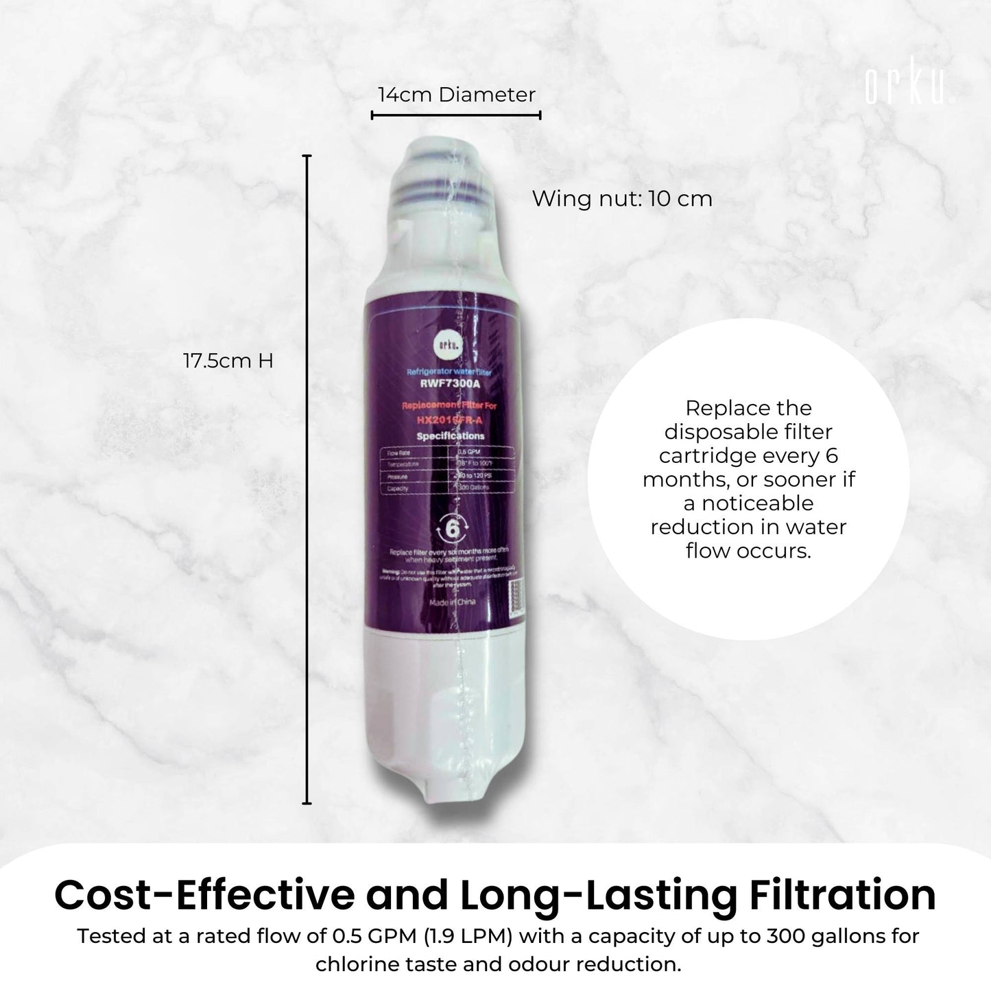 Orku Fridge Water Filter Cartridge Replacement for RWF7300A Samsung Refrigerator