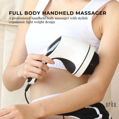 Orku Handheld Body Massager 4 Heads - Adjustable Speed for Neck Back Legs