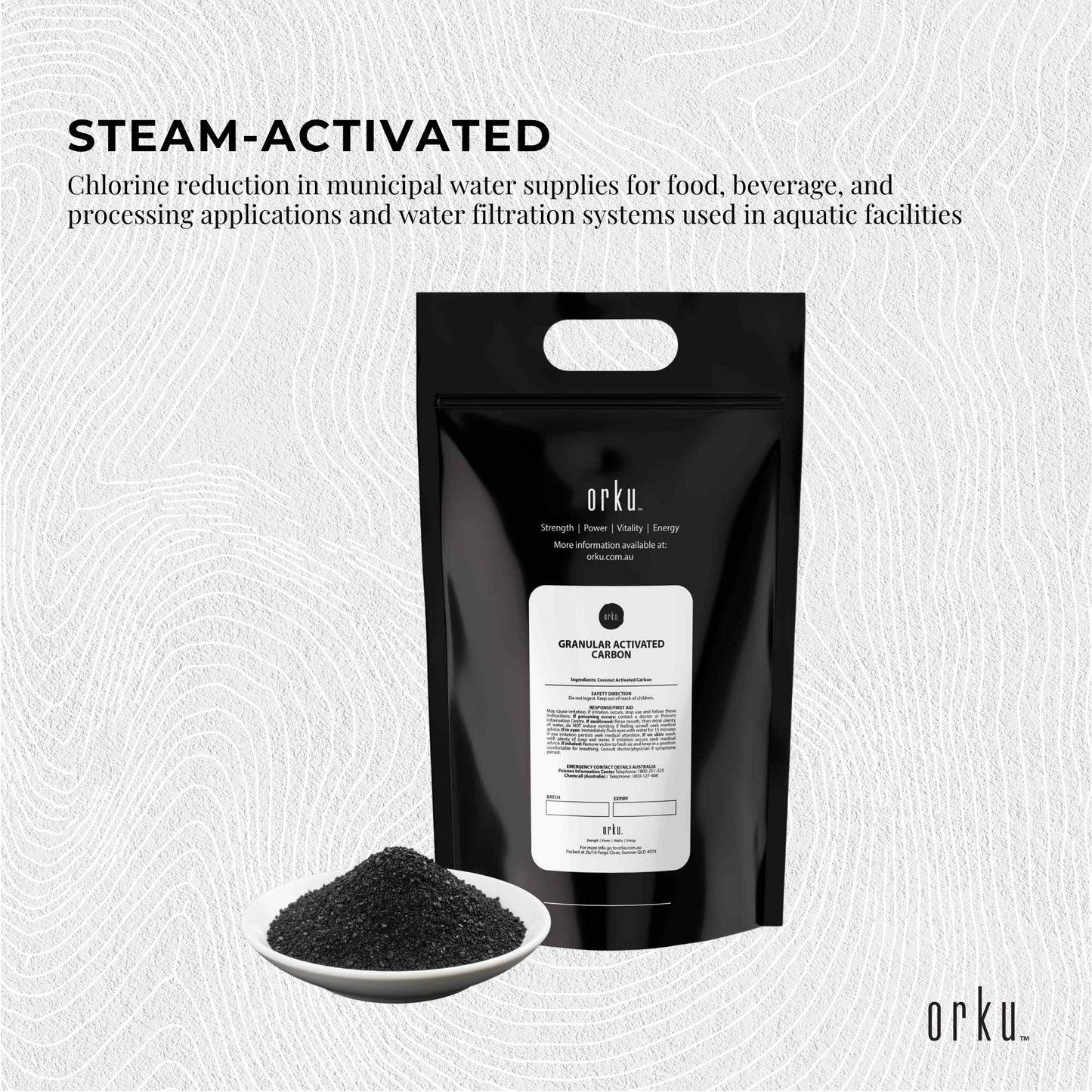 Orku Granular Activated Carbon GAC Coconut Shell Charcoal Filtration Media Bulk