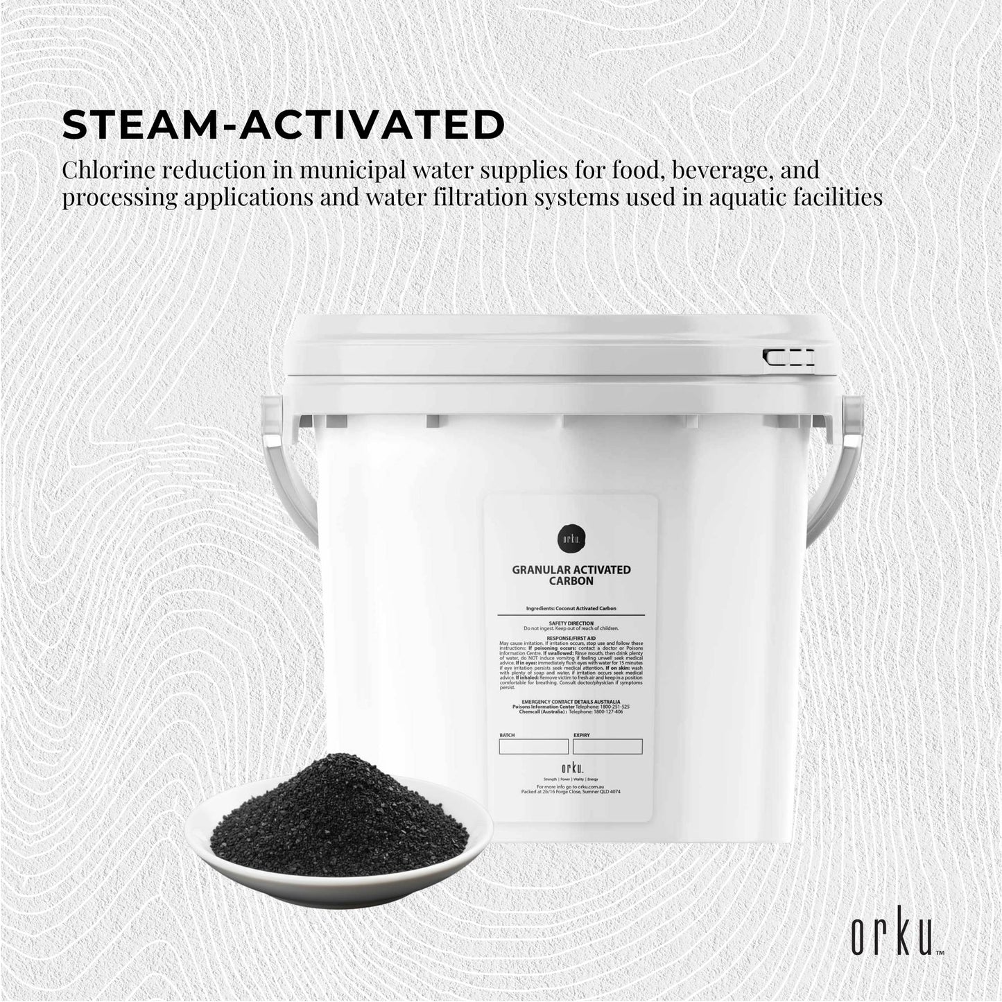 Orku Granular Activated Carbon Tubs GAC Coconut Shell Charcoal Filtration Media