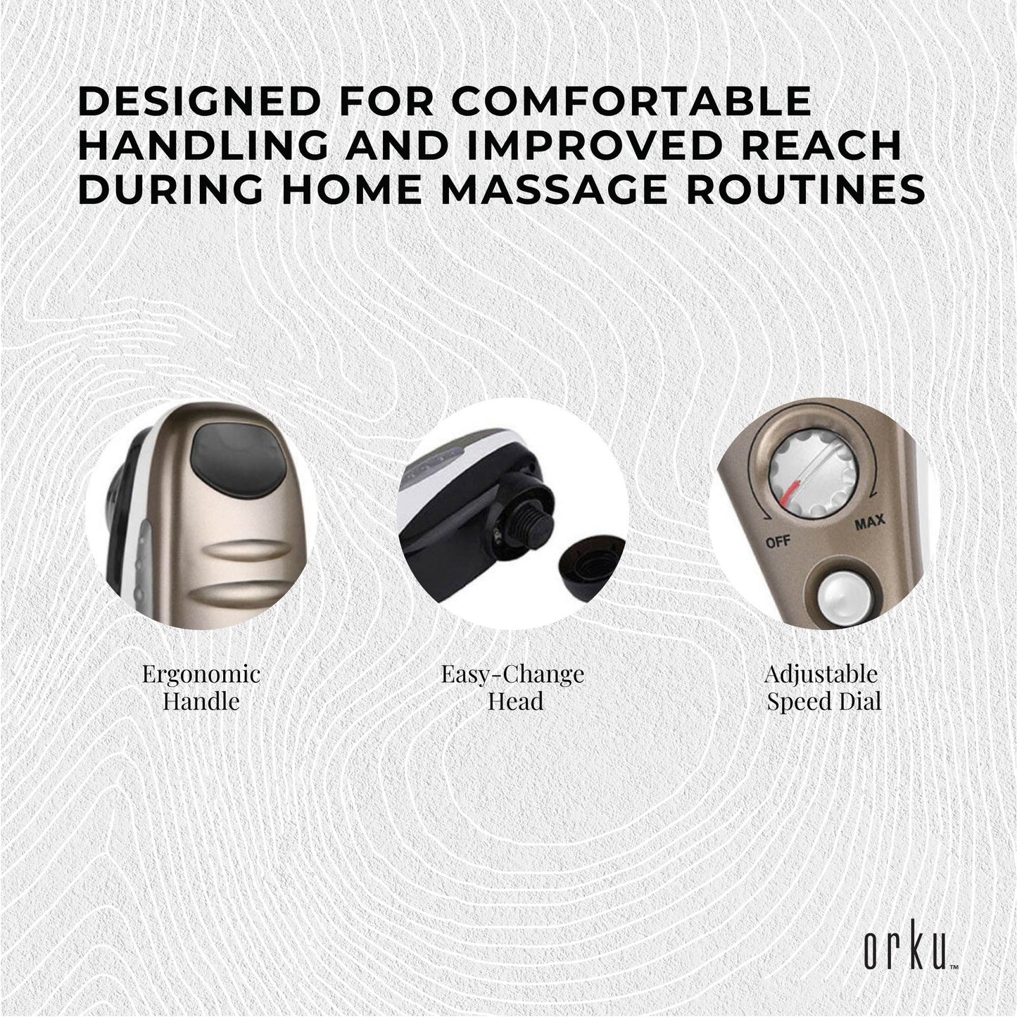 Orku Handheld Full Body Massager Champagne - 6 Massage Heads