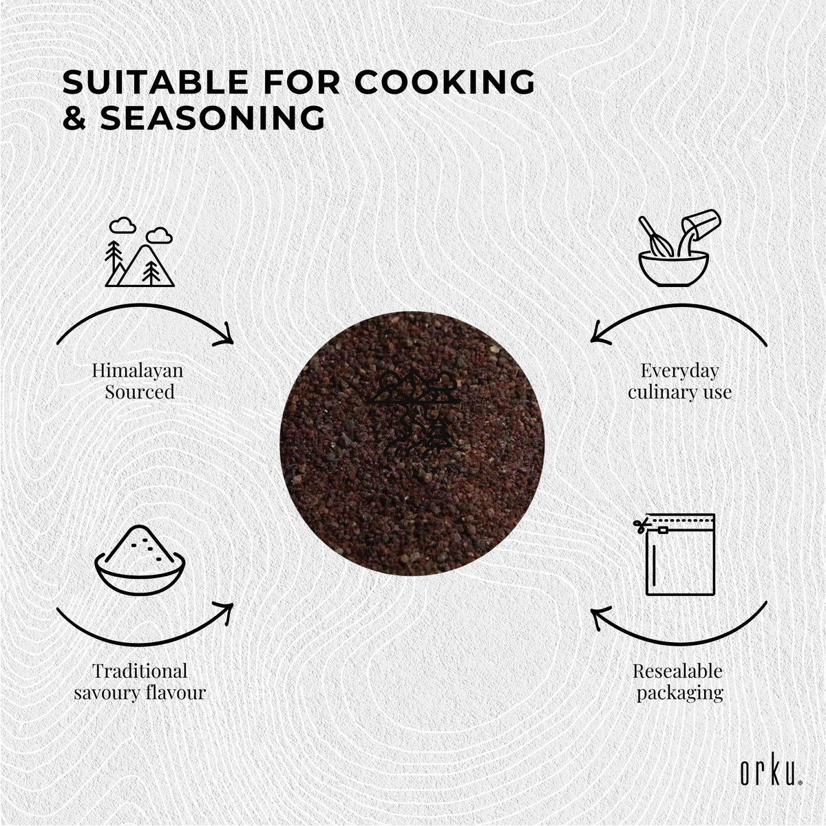 Orku 5Kg Himalayan Fine Grain Black Salt Kala Namak Table Salt