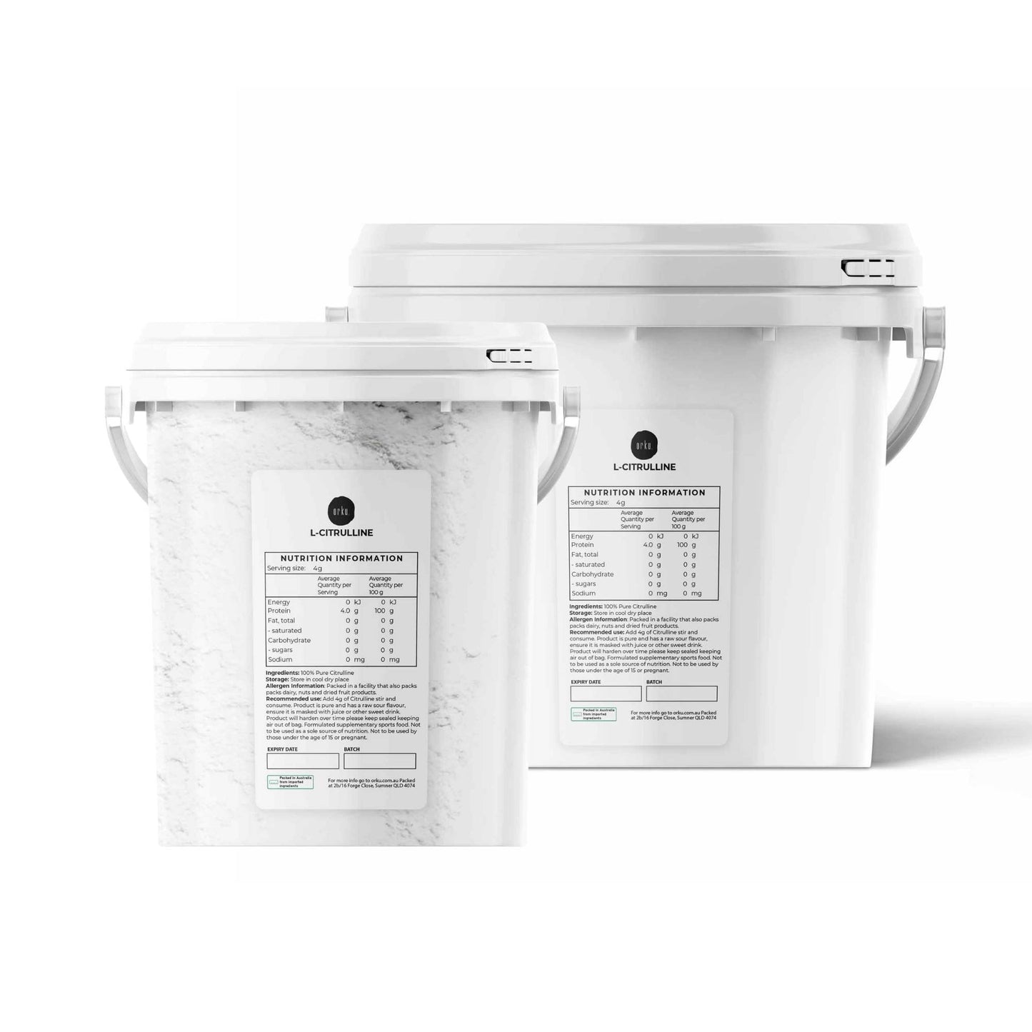 Orku L-Citrulline Powder Tub - Pure Unflavoured Food Grade Amino Acid
