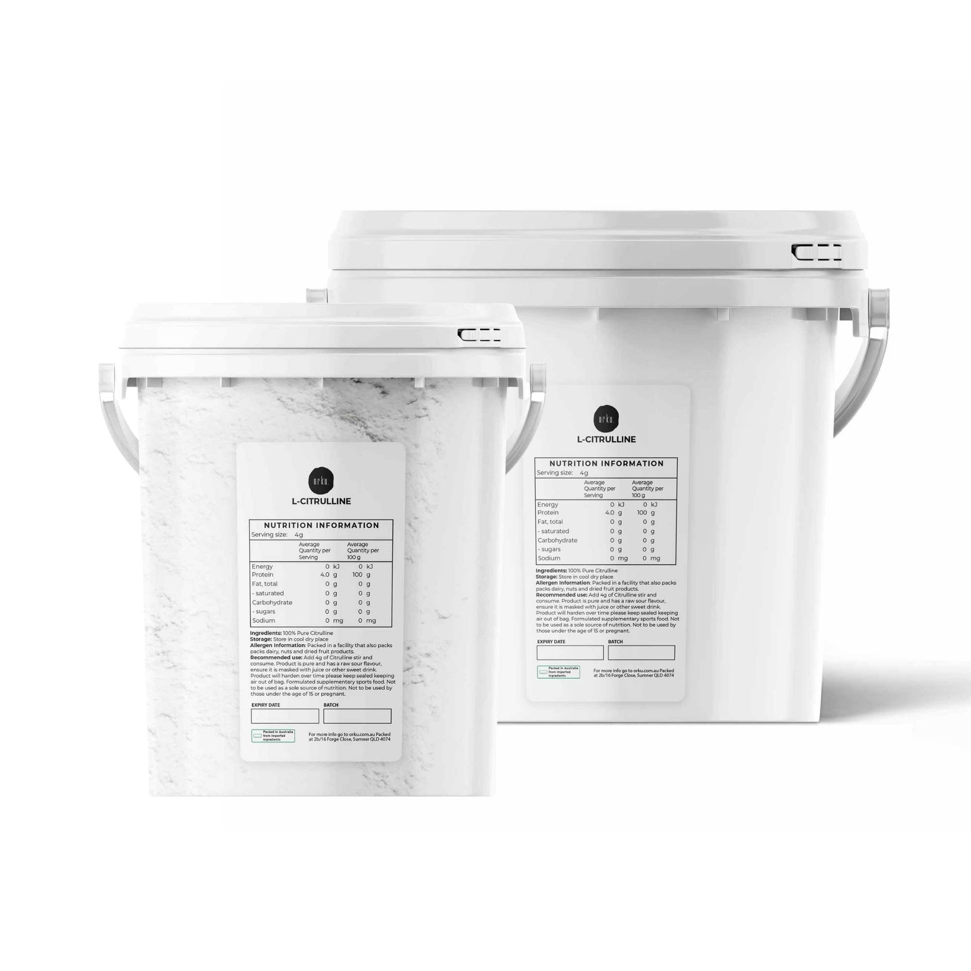 Orku L-Citrulline Powder Tub - Pure Unflavoured Food Grade Amino Acid