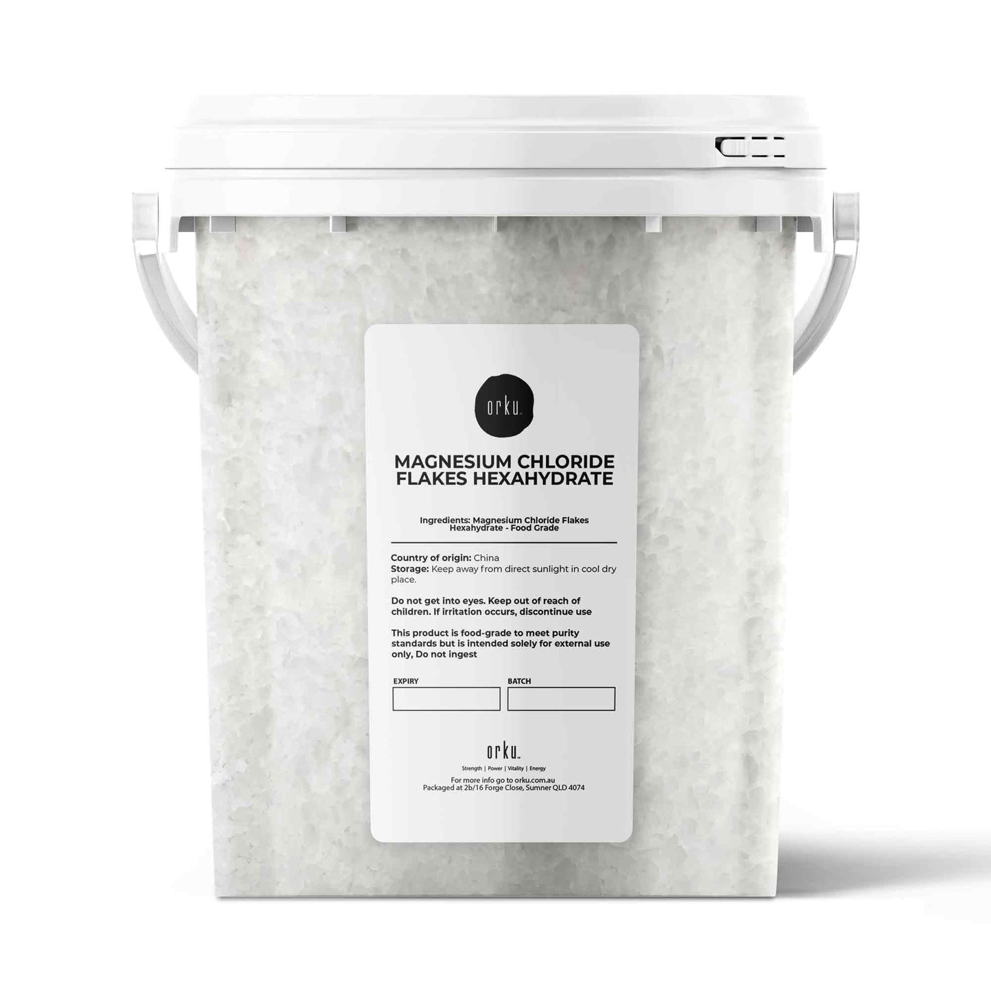 Orku Magnesium Chloride Flakes Hexahydrate Tubs - FCC USP Spec Bath Salts