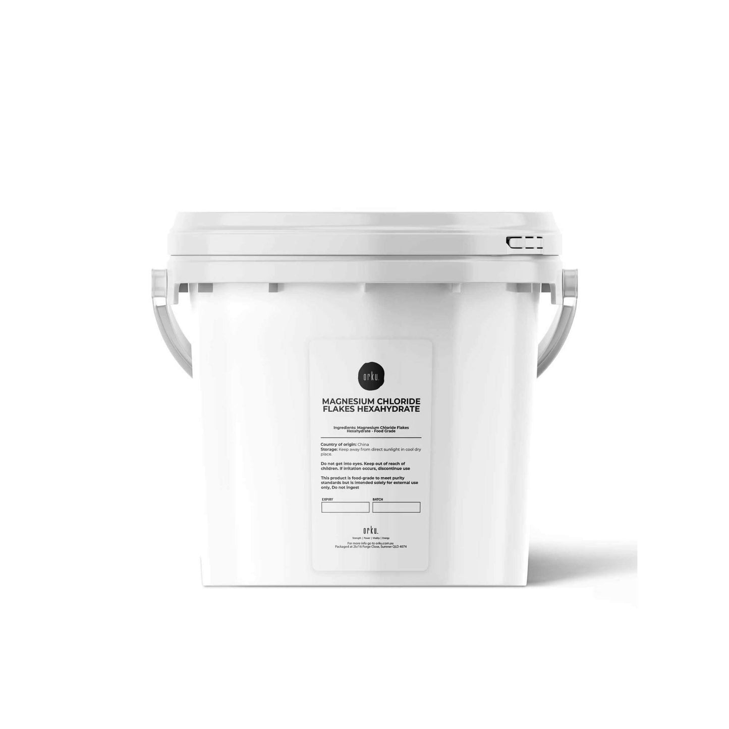 Orku Magnesium Chloride Flakes Hexahydrate Tubs - FCC USP Spec Bath Salts