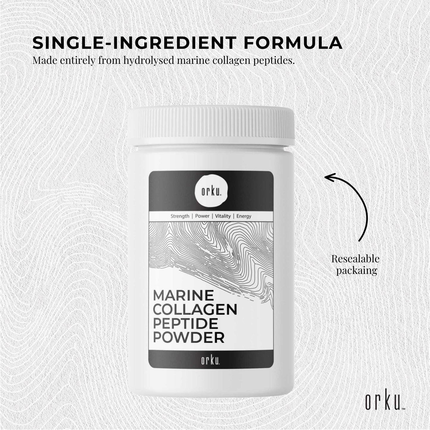Orku Marine Collagen Peptide Powder Jars - Type I Hydrolysed Protein