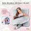 Orku Maternity Pregnancy Pillow - J-Shape Full Body Length for Side Sleeper Grey