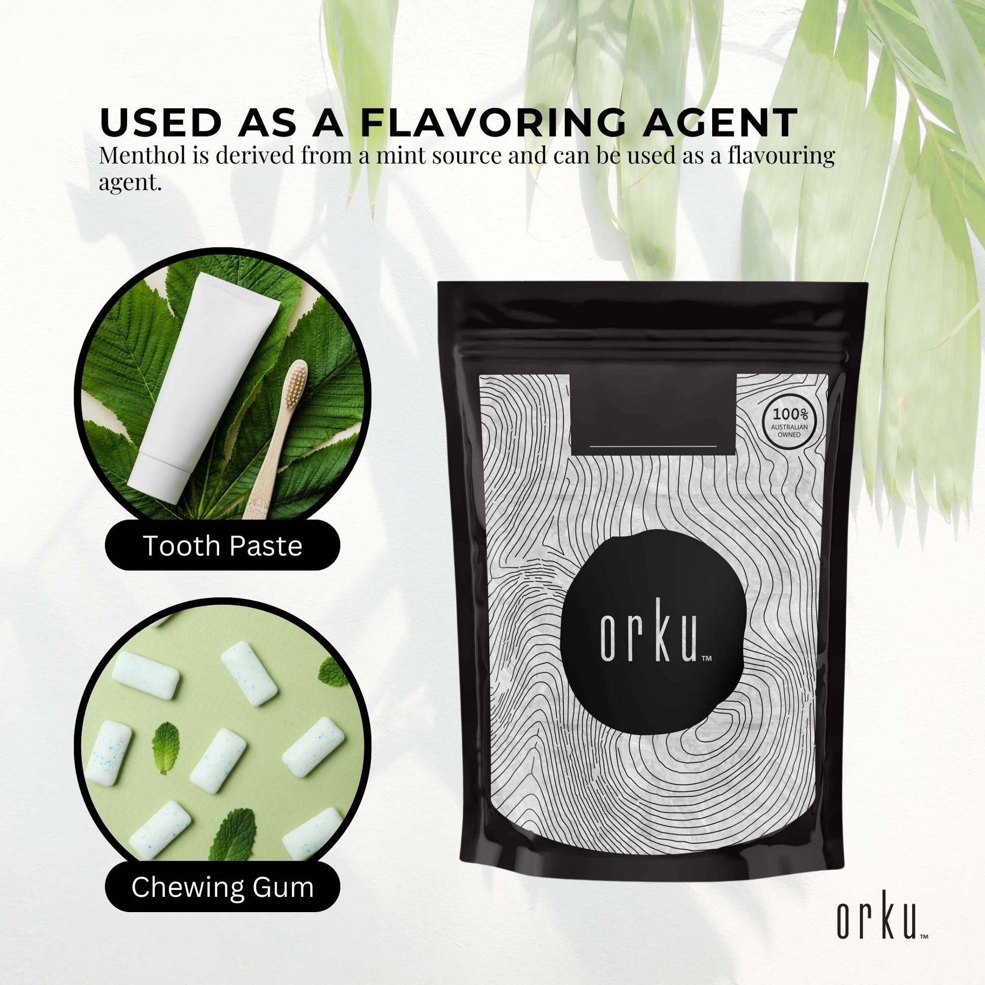 Orku Menthol Crystals - USP Grade L-Menthol Mint Flakes C10H200