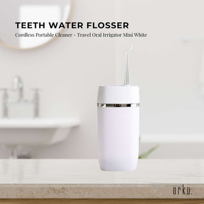 Orku Mini Cordless Water Flosser Oral Irrigator White - 5 Nozzles