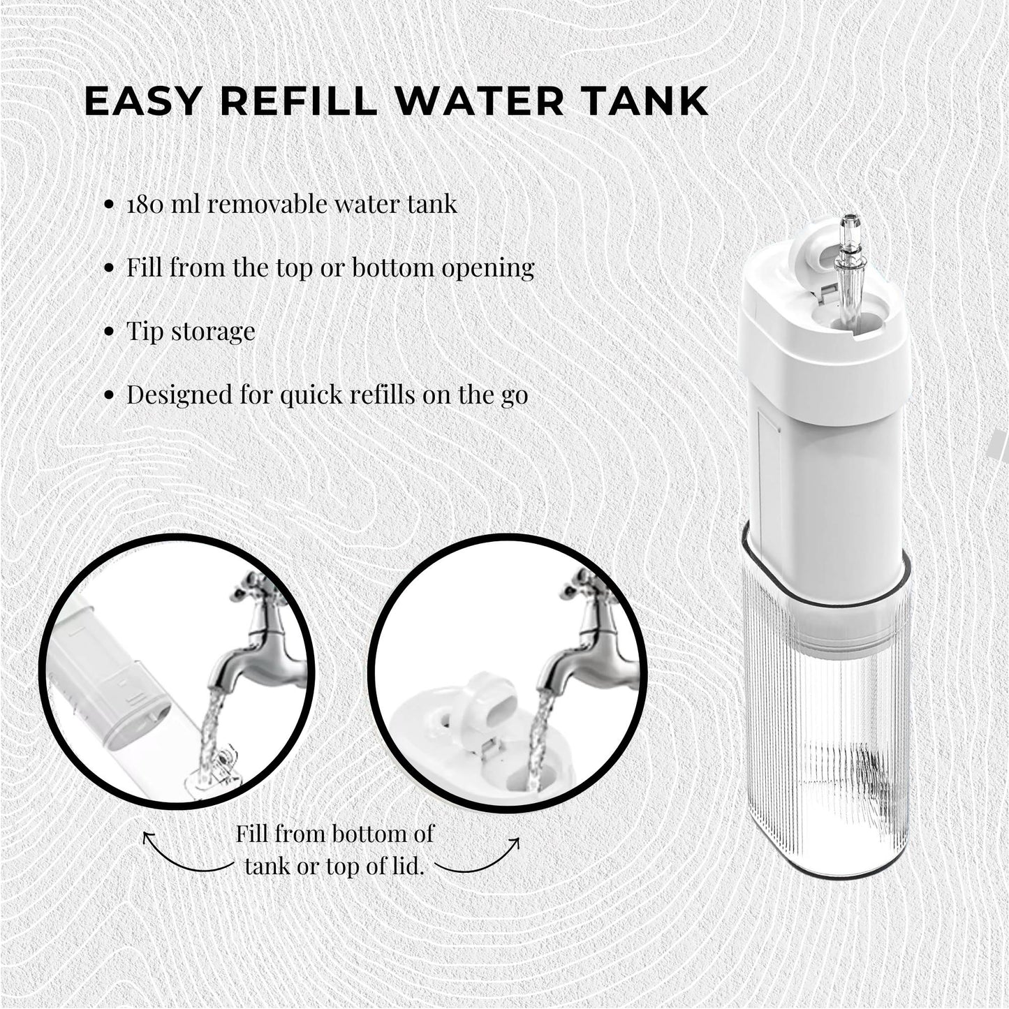 Orku Mini Water Flosser Rechargeable Portable Travel Oral Irrigator White