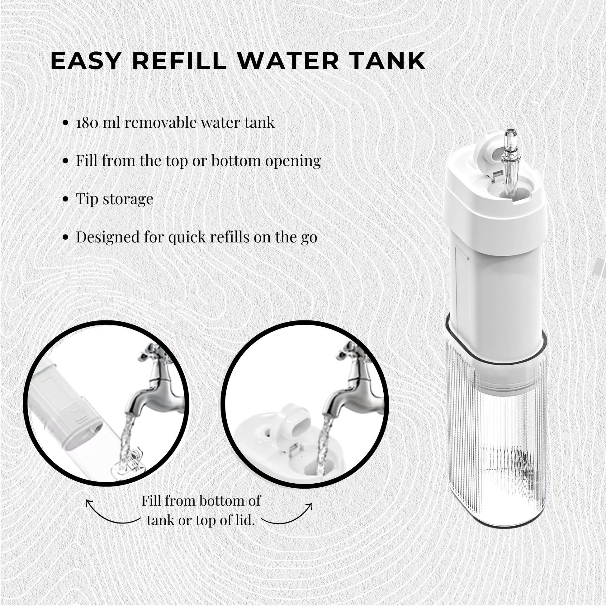 Orku Mini Water Flosser Rechargeable Portable Travel Oral Irrigator White