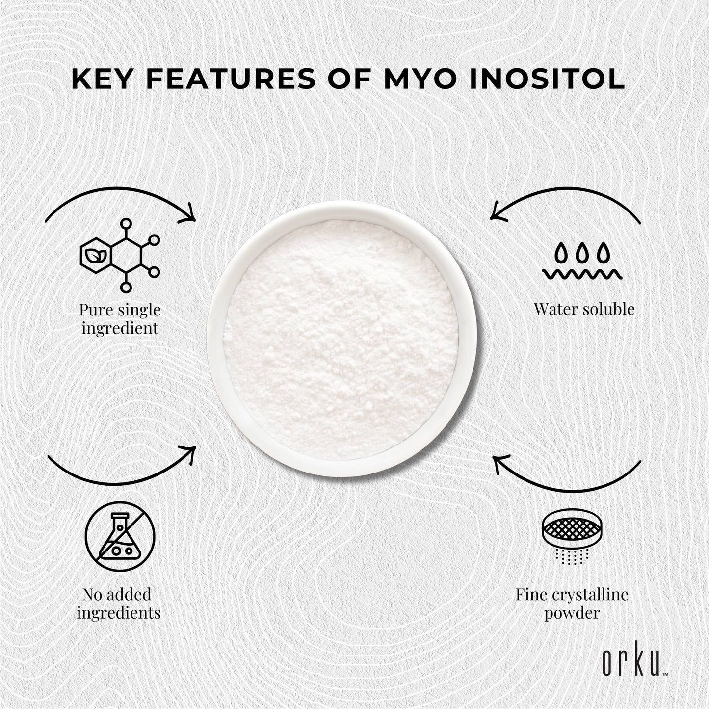 Orku Myo Inositol Powder Buckets - USP Grade High Purity Unflavoured